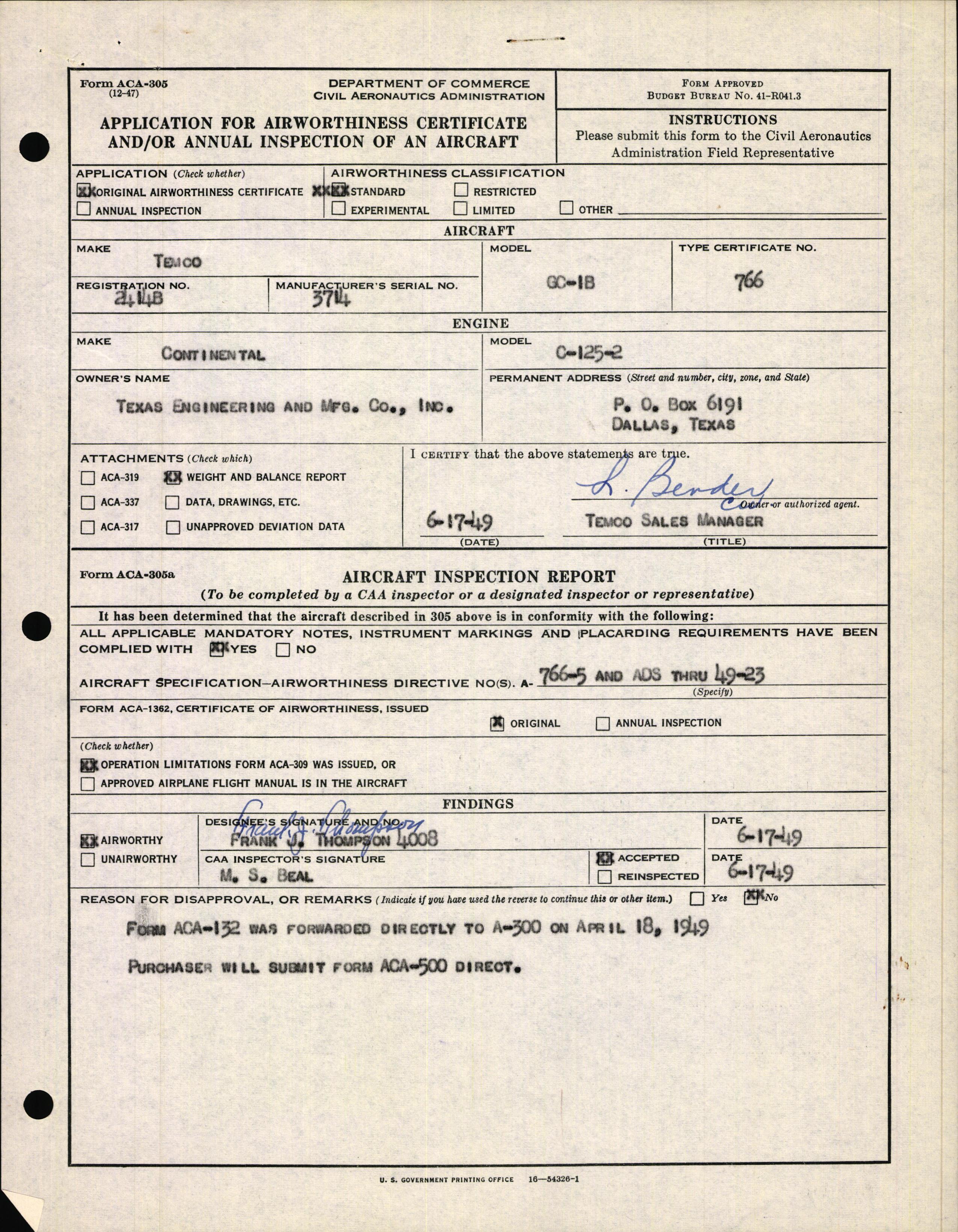 Sample page 3 from AirCorps Library document: Technical Information for Serial Number 3714