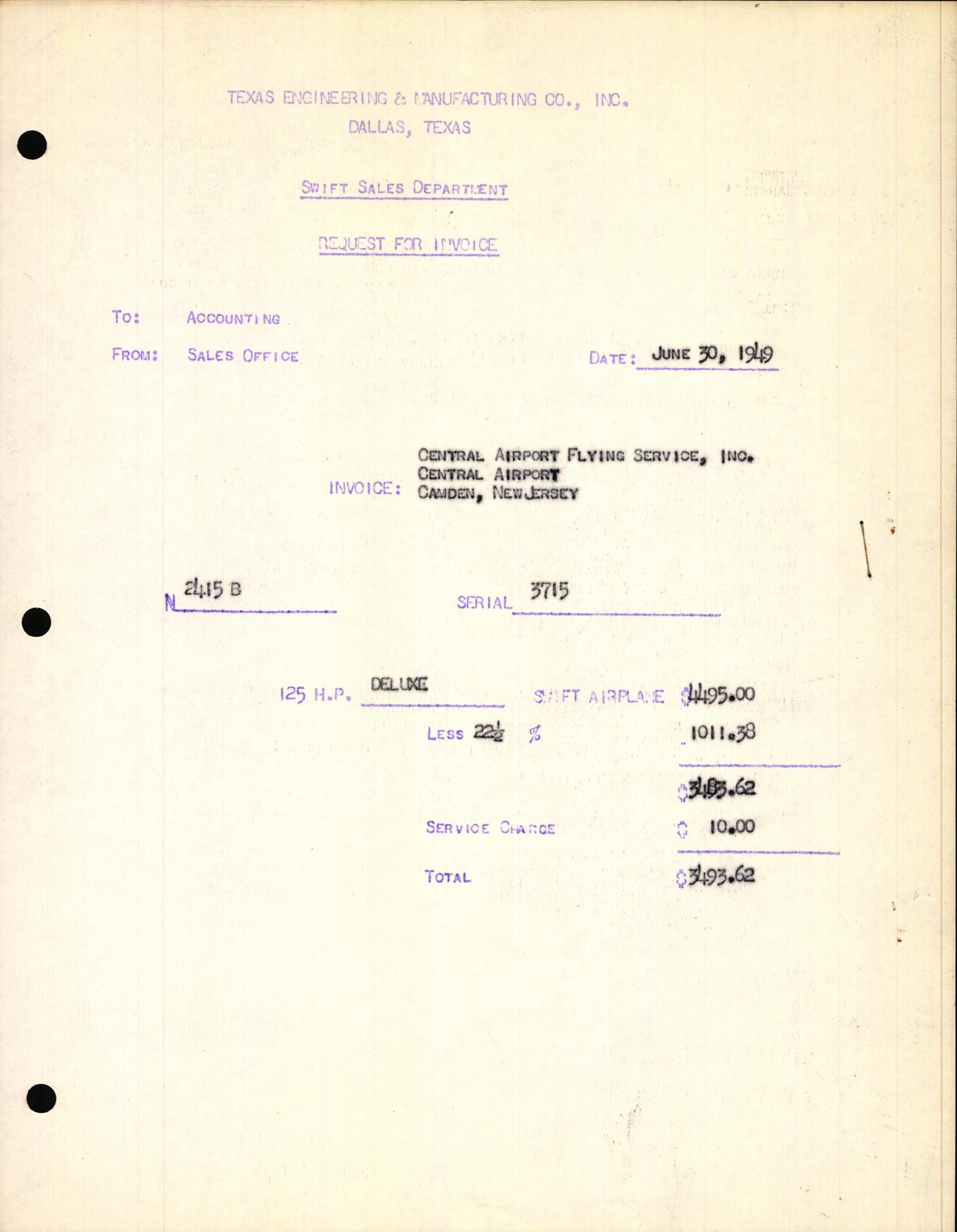 Sample page 3 from AirCorps Library document: Technical Information for Serial Number 3715