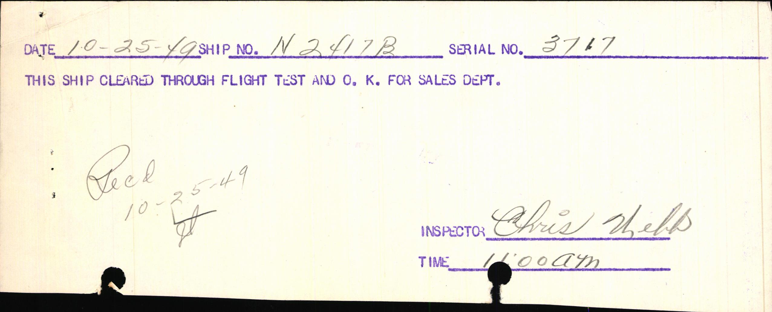 Sample page 1 from AirCorps Library document: Technical Information for Serial Number 3717