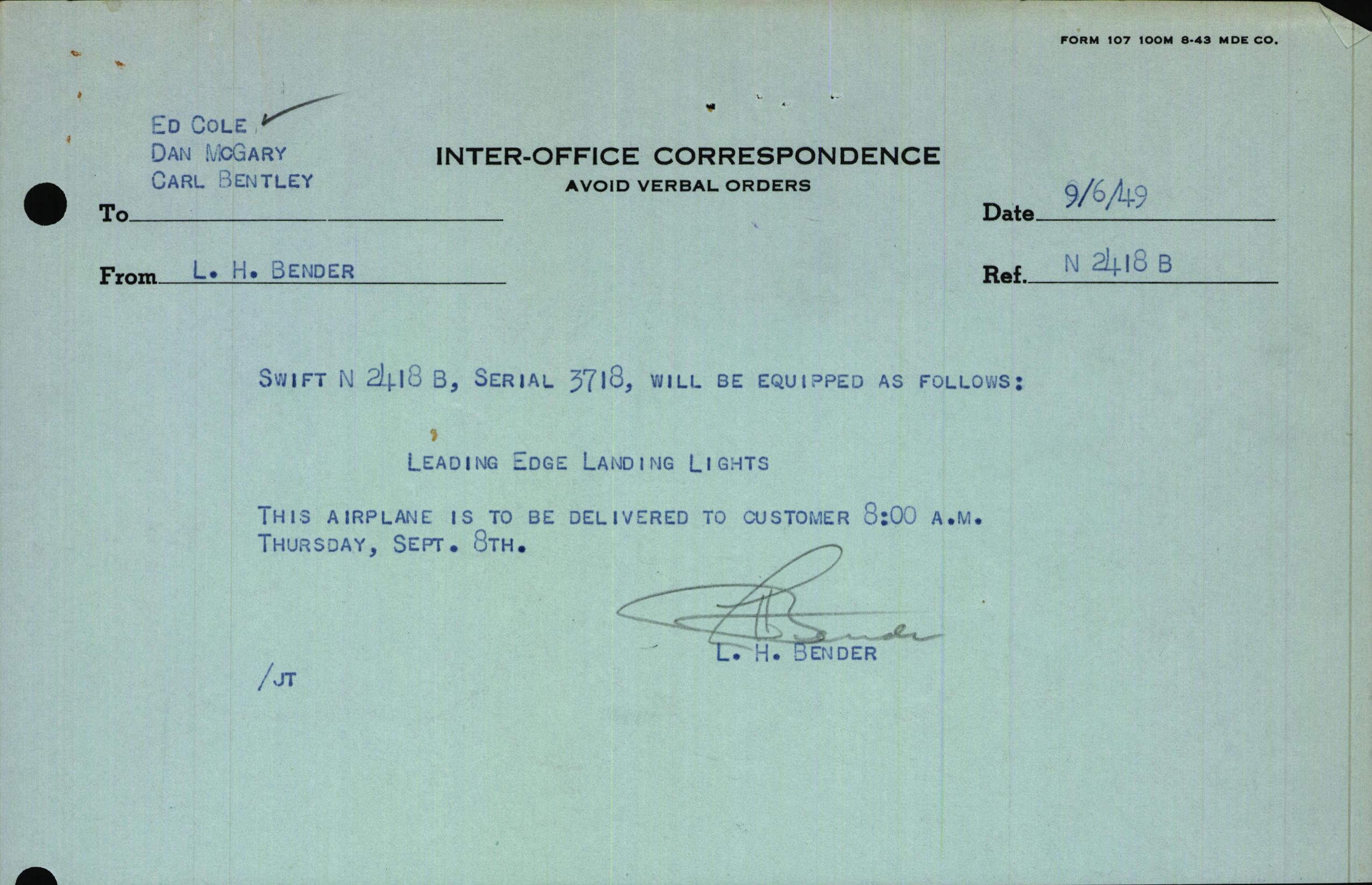 Sample page 3 from AirCorps Library document: Technical Information for Serial Number 3718