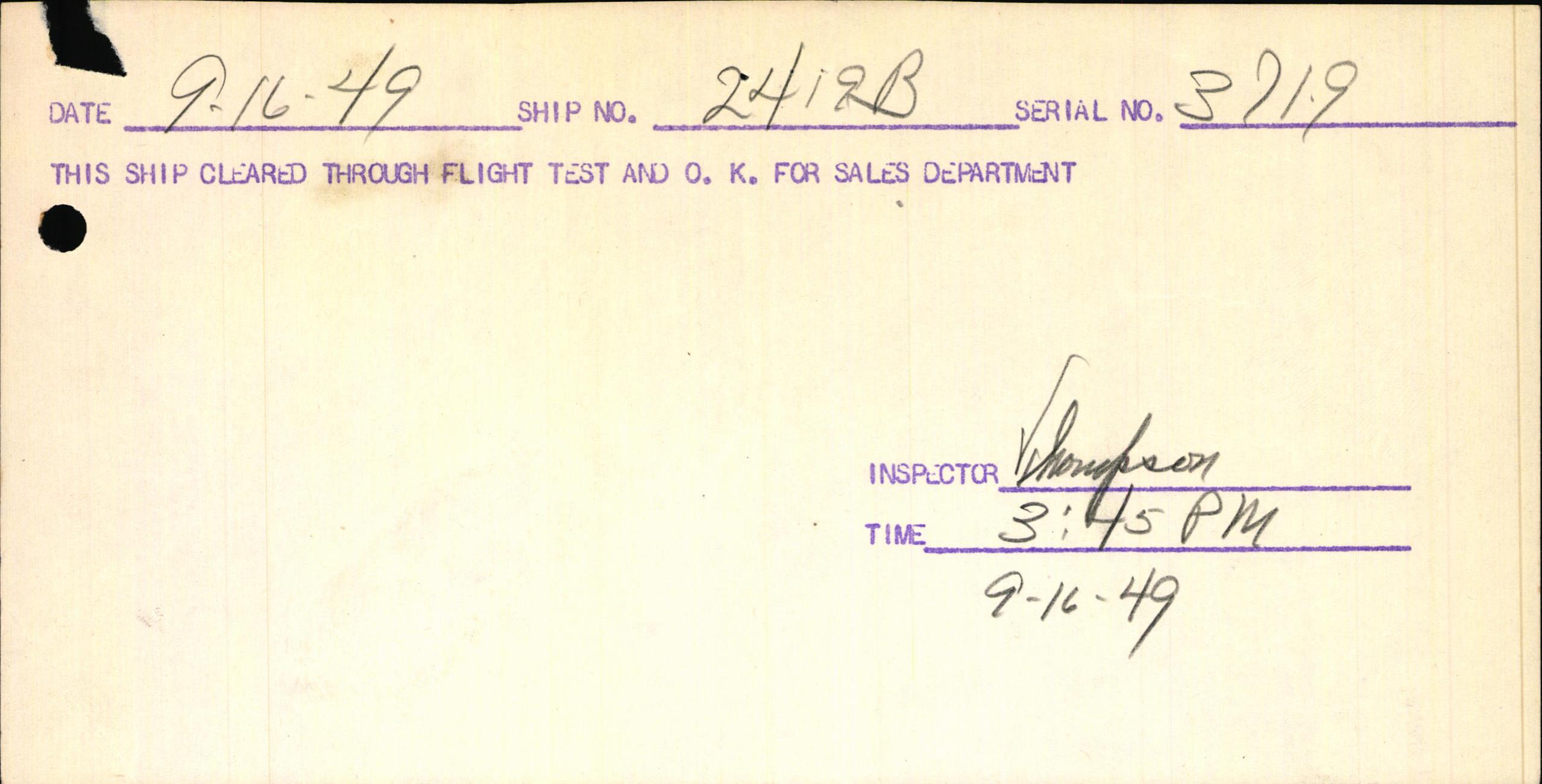 Sample page 1 from AirCorps Library document: Technical Information for Serial Number 3719