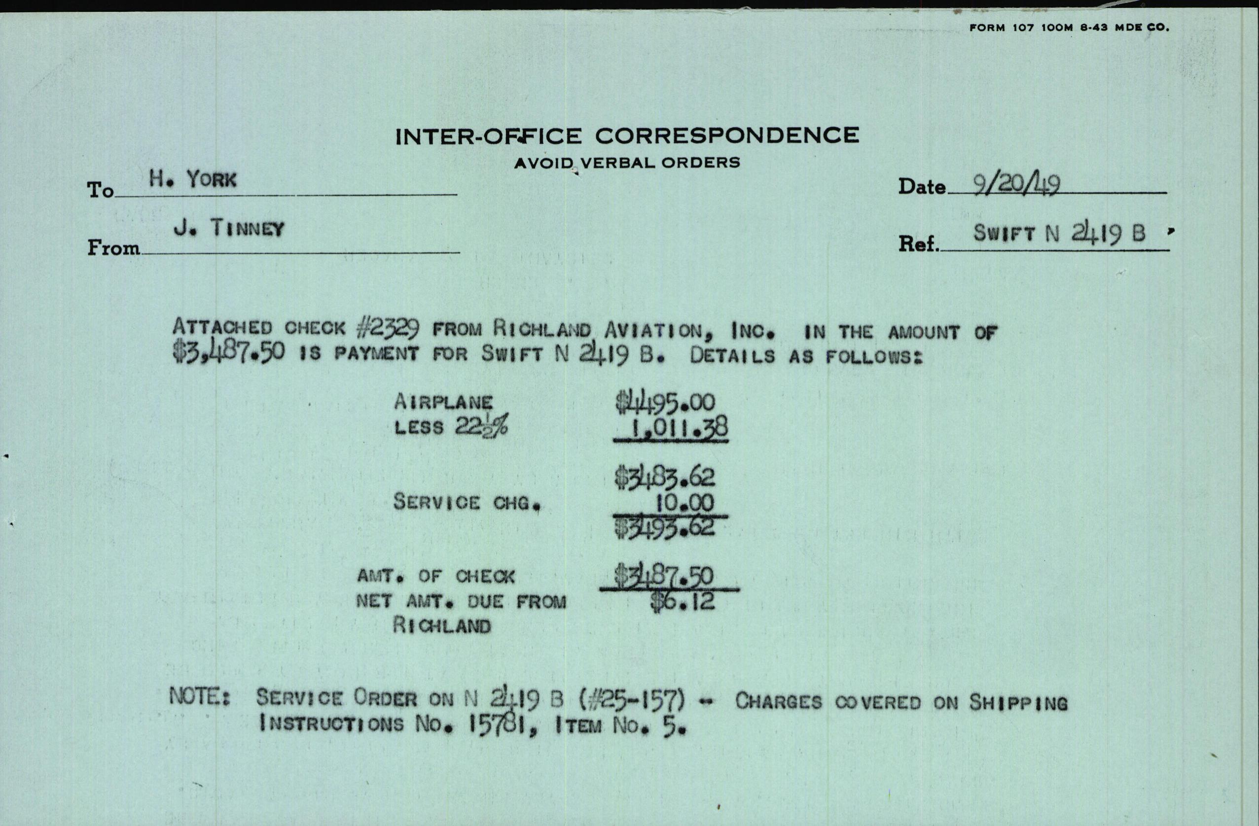 Sample page 3 from AirCorps Library document: Technical Information for Serial Number 3719