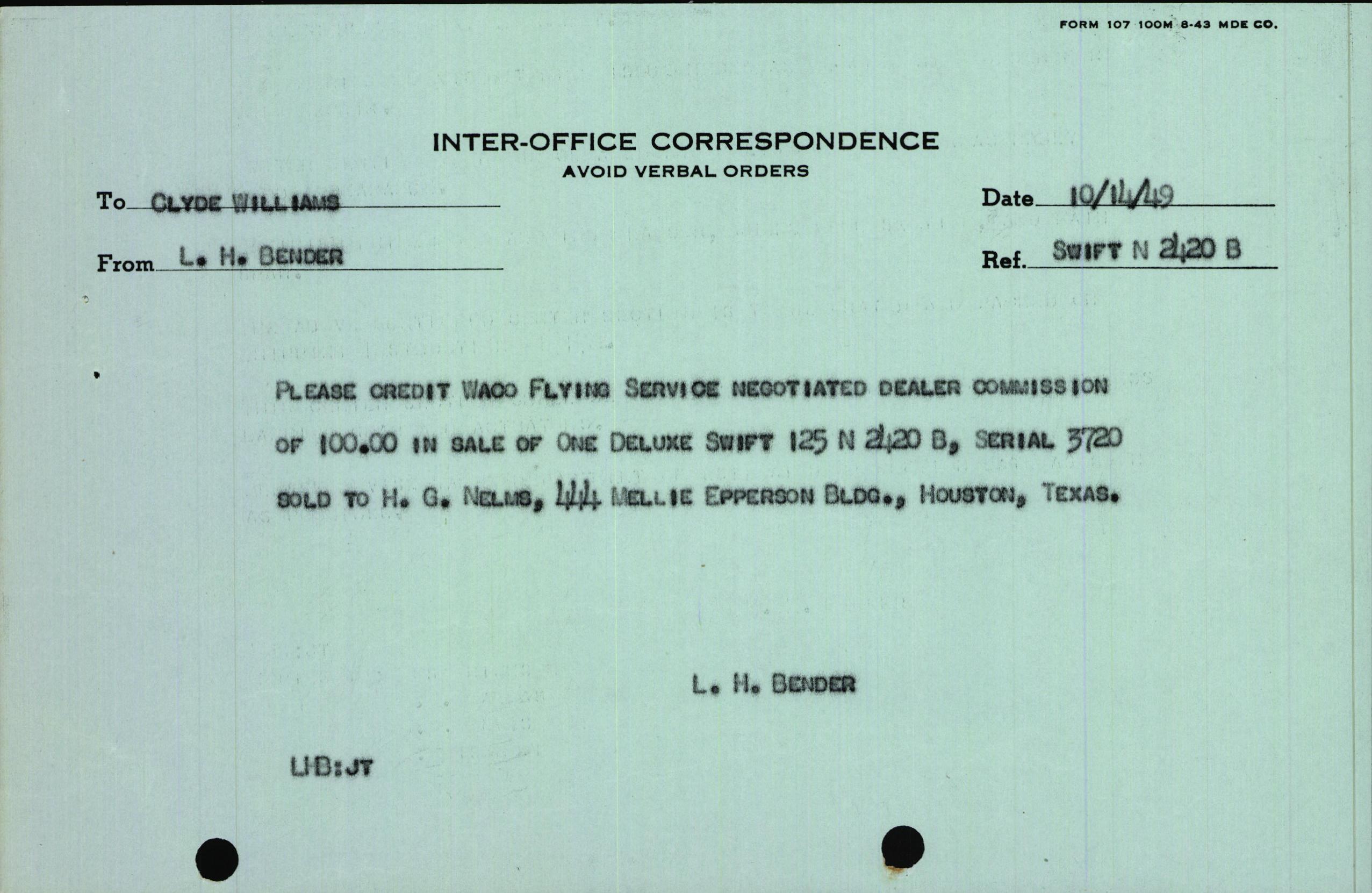 Sample page 1 from AirCorps Library document: Technical Information for Serial Number 3720
