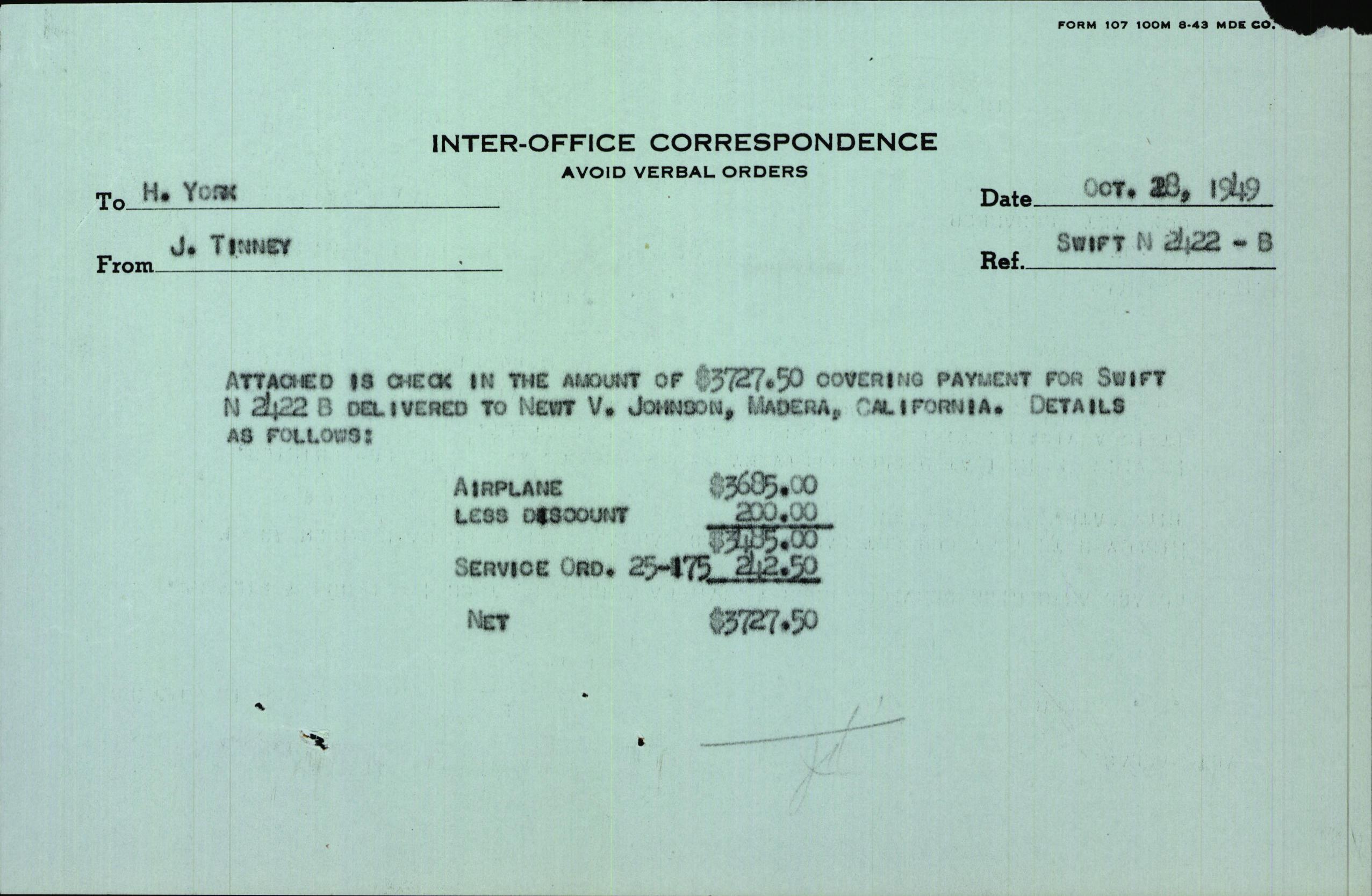 Sample page 3 from AirCorps Library document: Technical Information for Serial Number 3722