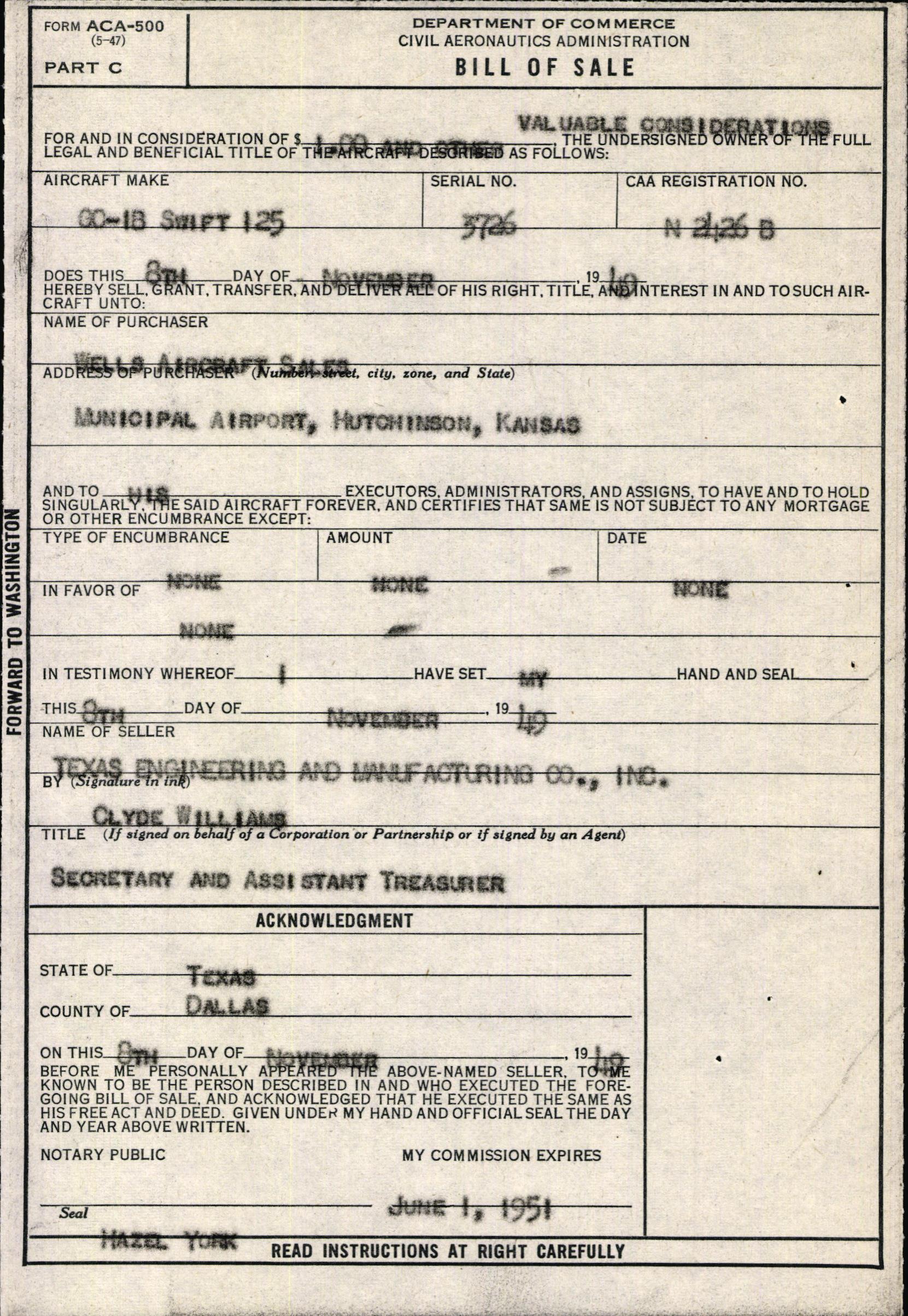 Sample page 3 from AirCorps Library document: Technical Information for Serial Number 3726