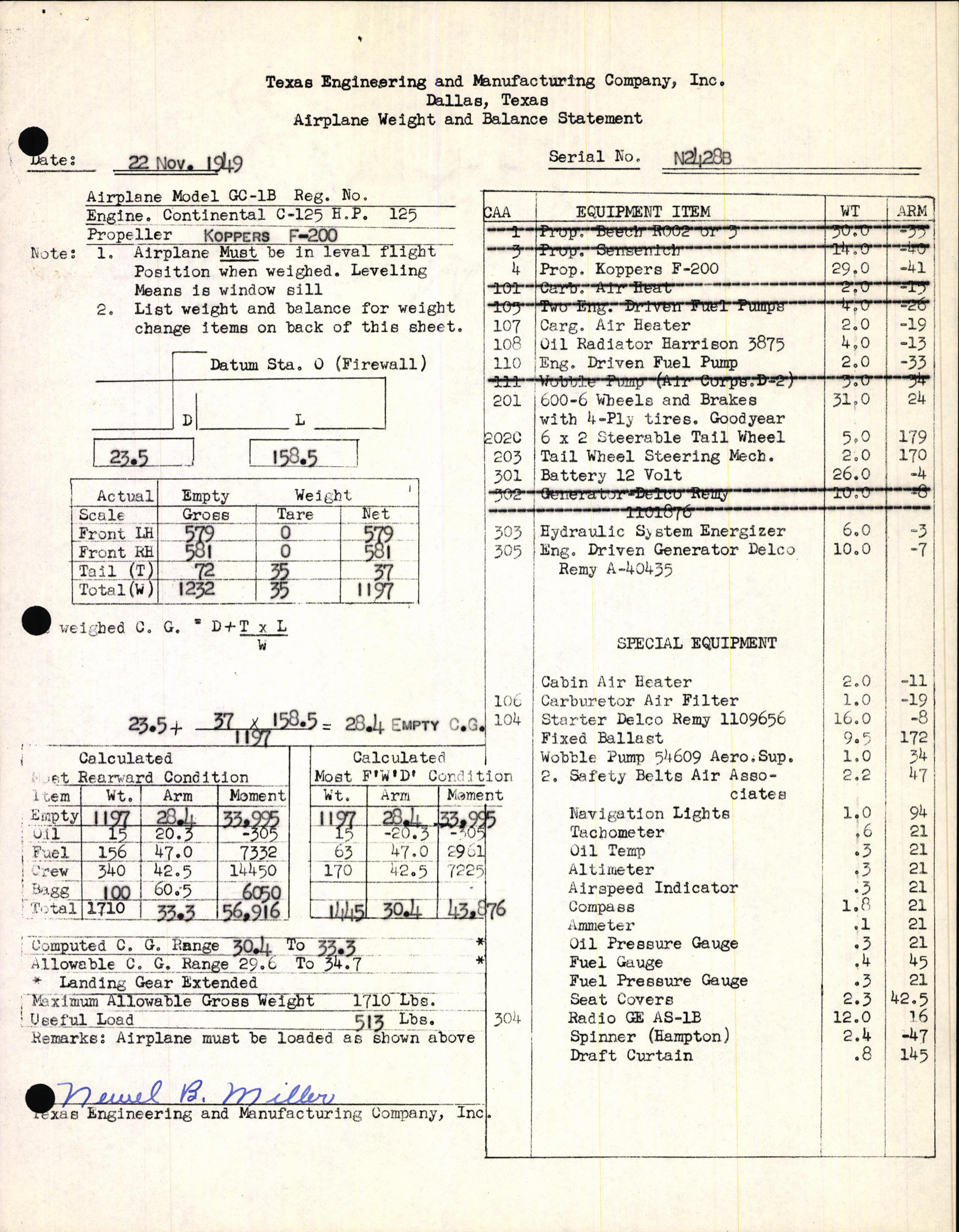 Sample page 3 from AirCorps Library document: Technical Information for Serial Number 3728