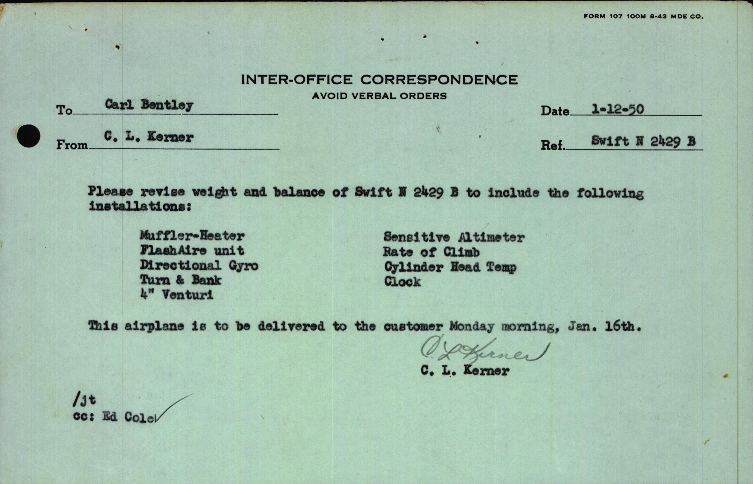 Sample page 3 from AirCorps Library document: Technical Information for Serial Number 3729