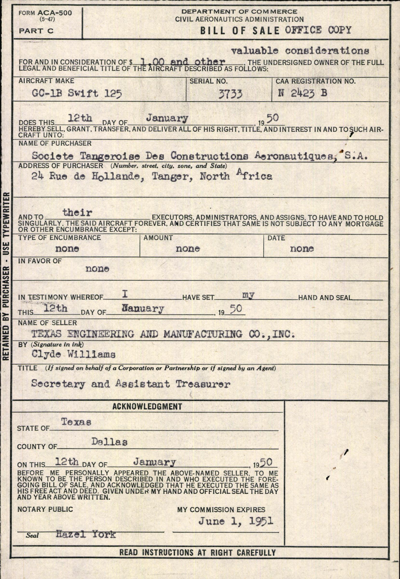 Sample page 3 from AirCorps Library document: Technical Information for Serial Number 3733