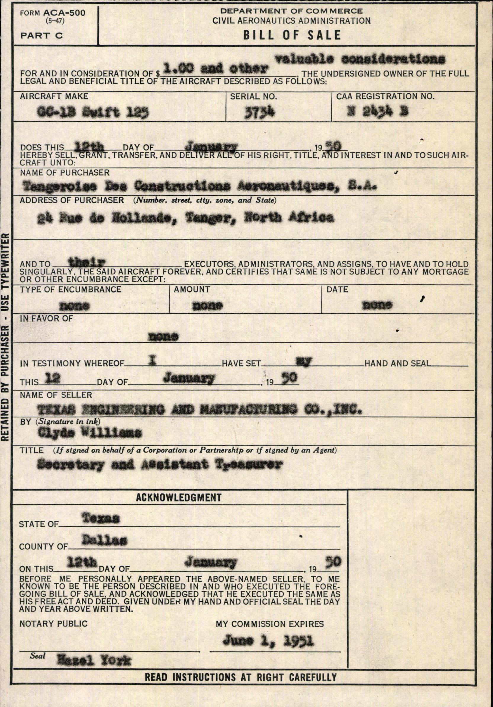 Sample page 3 from AirCorps Library document: Technical Information for Serial Number 3734