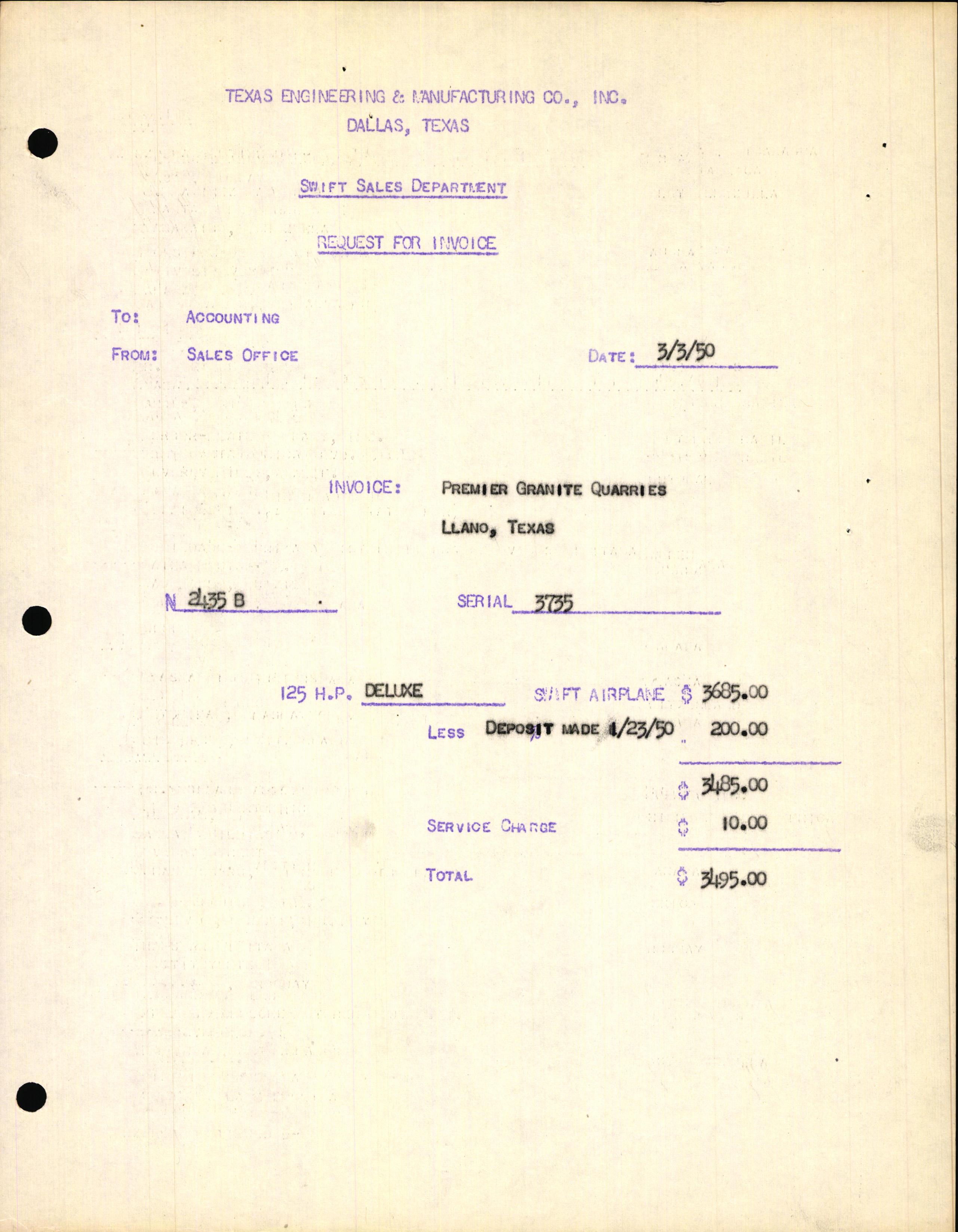 Sample page 3 from AirCorps Library document: Technical Information for Serial Number 3735