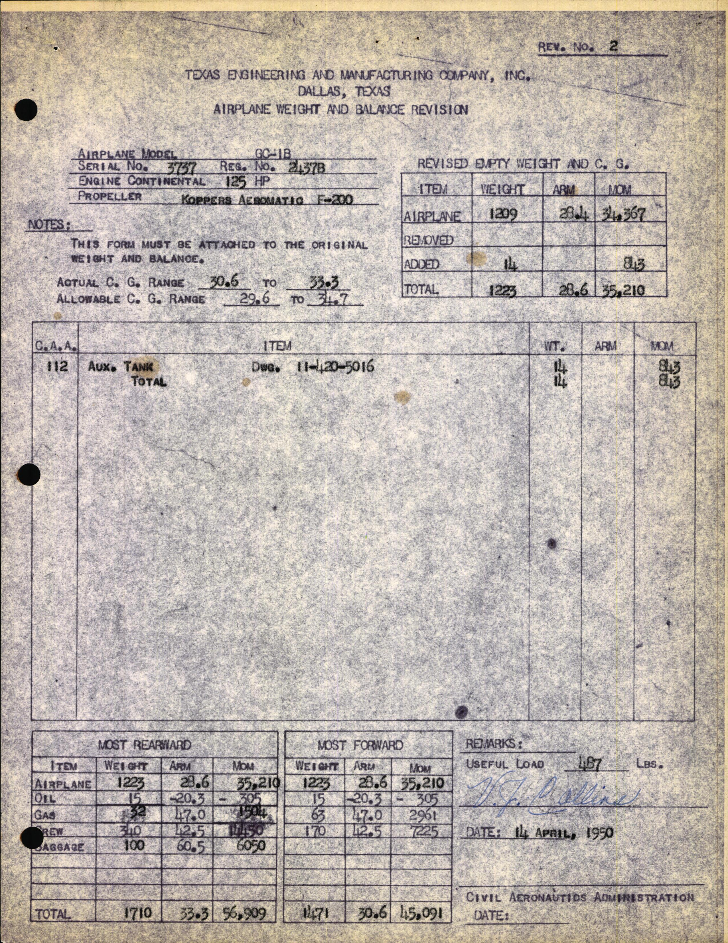 Sample page 3 from AirCorps Library document: Technical Information for Serial Number 3737