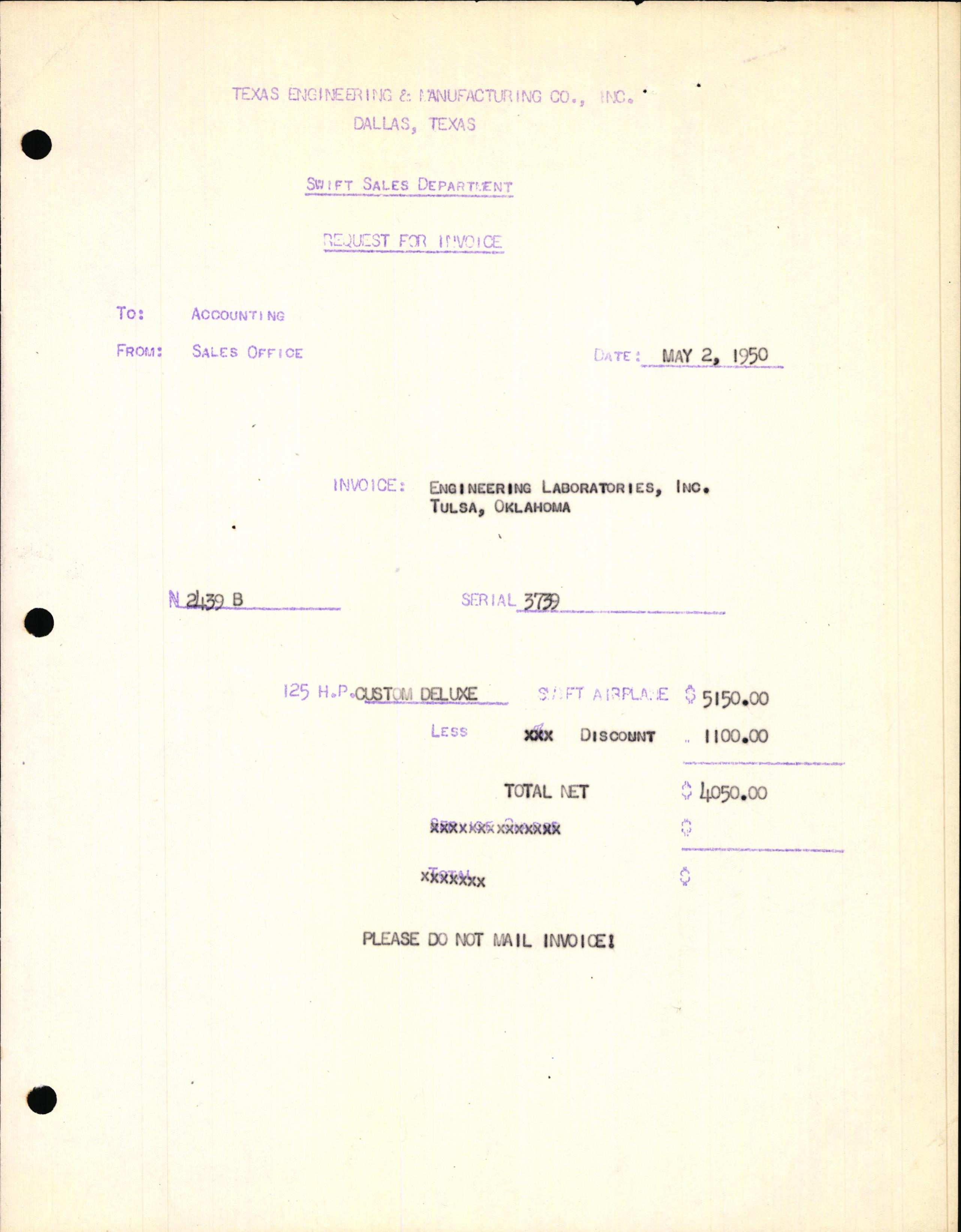 Sample page 3 from AirCorps Library document: Technical Information for Serial Number 3739