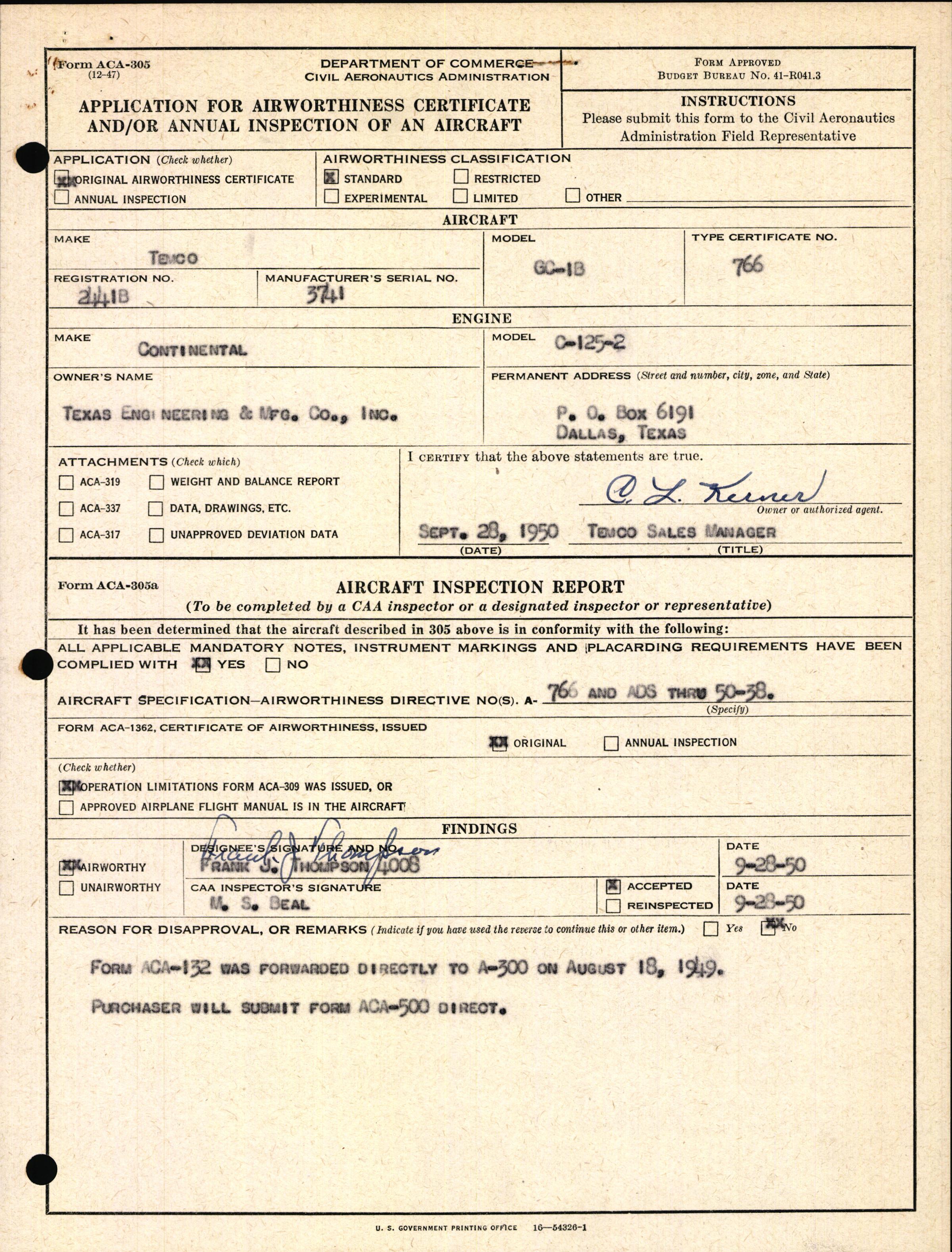 Sample page 3 from AirCorps Library document: Technical Information for Serial Number 3741