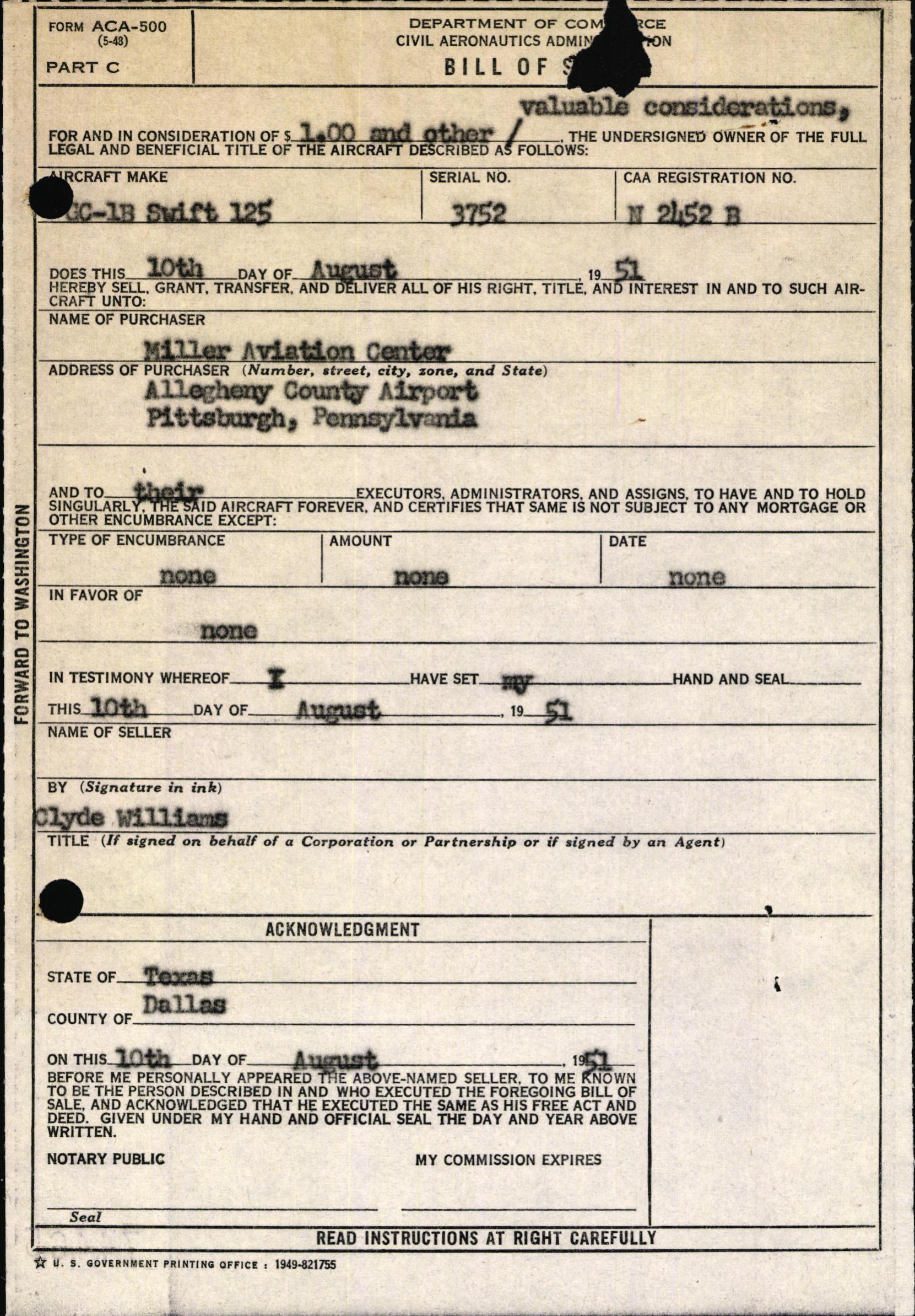 Sample page 3 from AirCorps Library document: Technical Information for Serial Number 3752