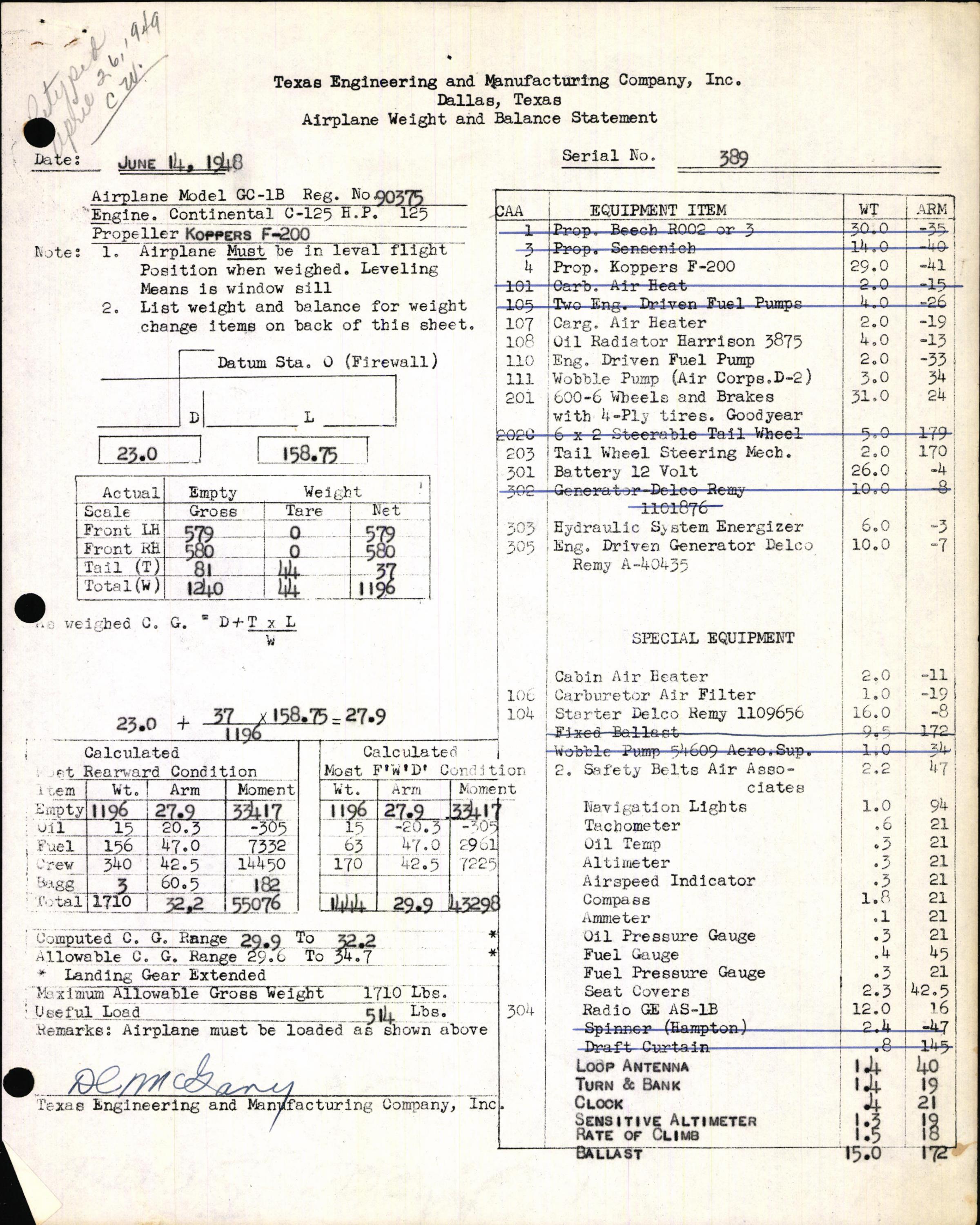Sample page 7 from AirCorps Library document: Technical Information for Serial Number 389