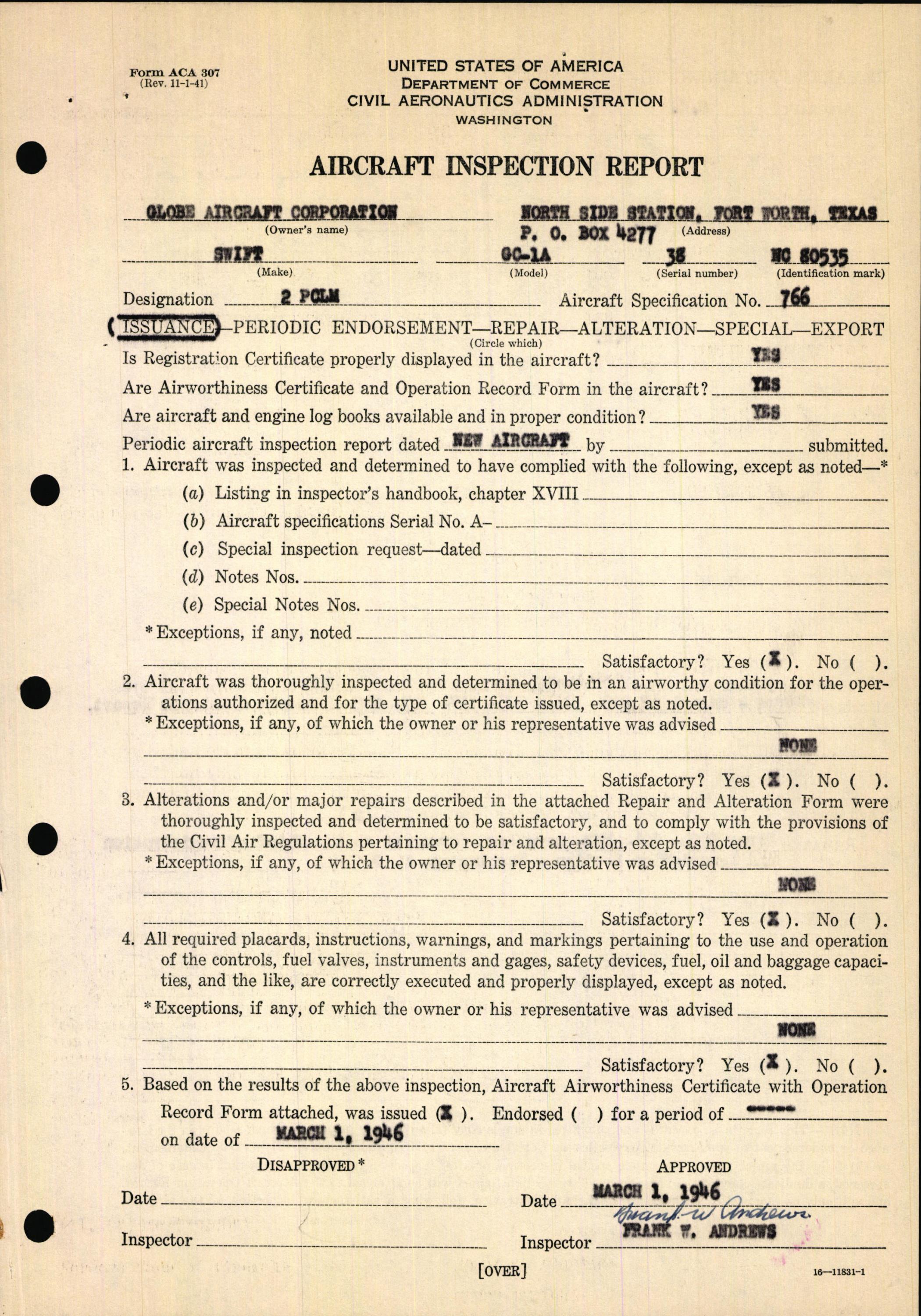 Sample page 5 from AirCorps Library document: Technical Information for Serial Number 38