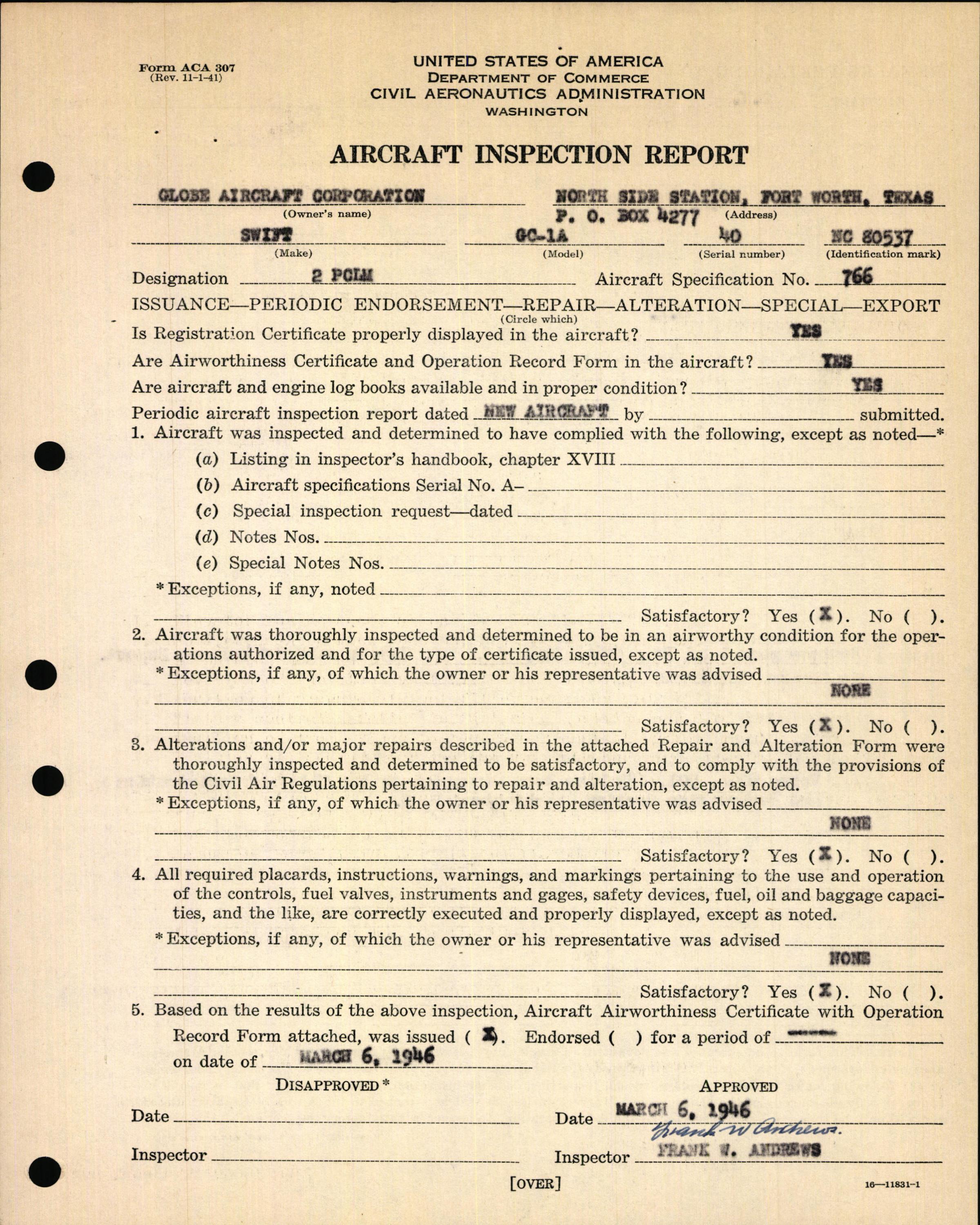 Sample page 5 from AirCorps Library document: Technical Information for Serial Number 40