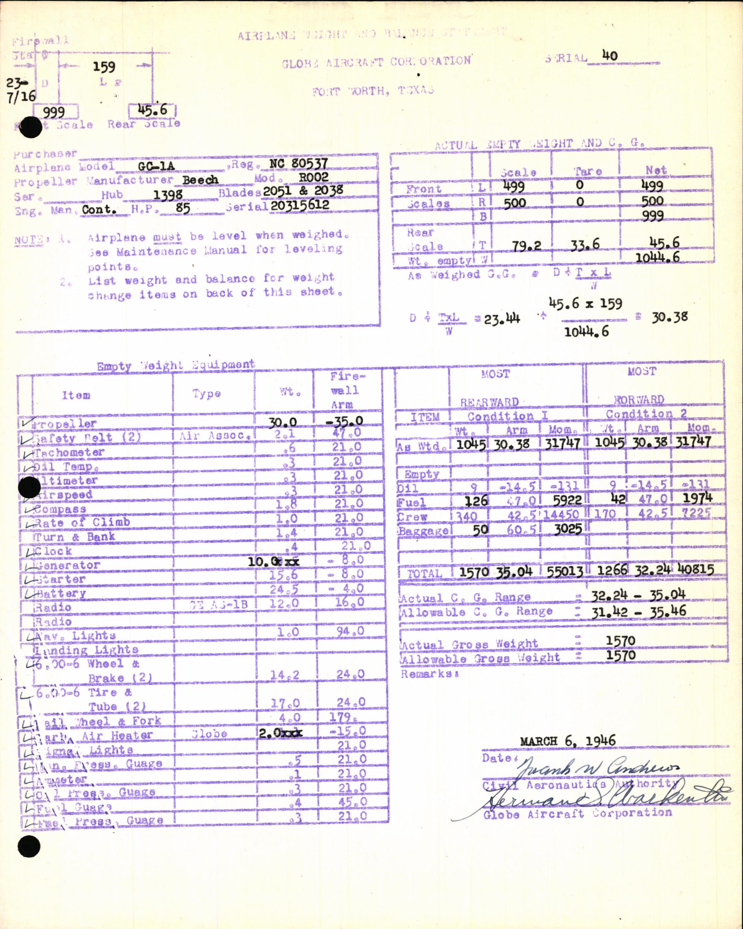 Sample page 7 from AirCorps Library document: Technical Information for Serial Number 40