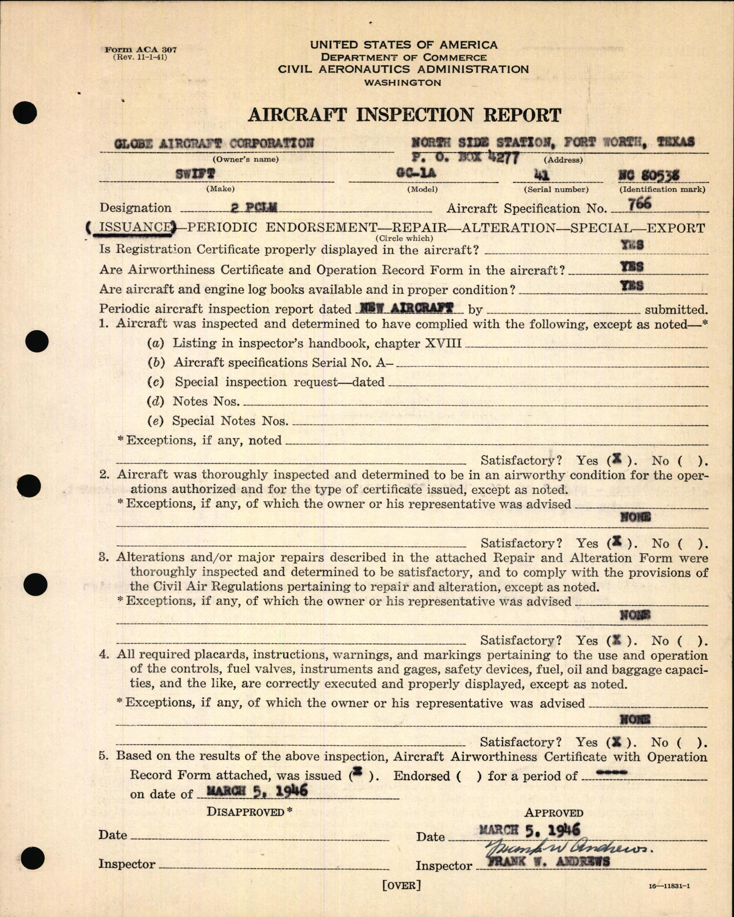 Sample page 5 from AirCorps Library document: Technical Information for Serial Number 41