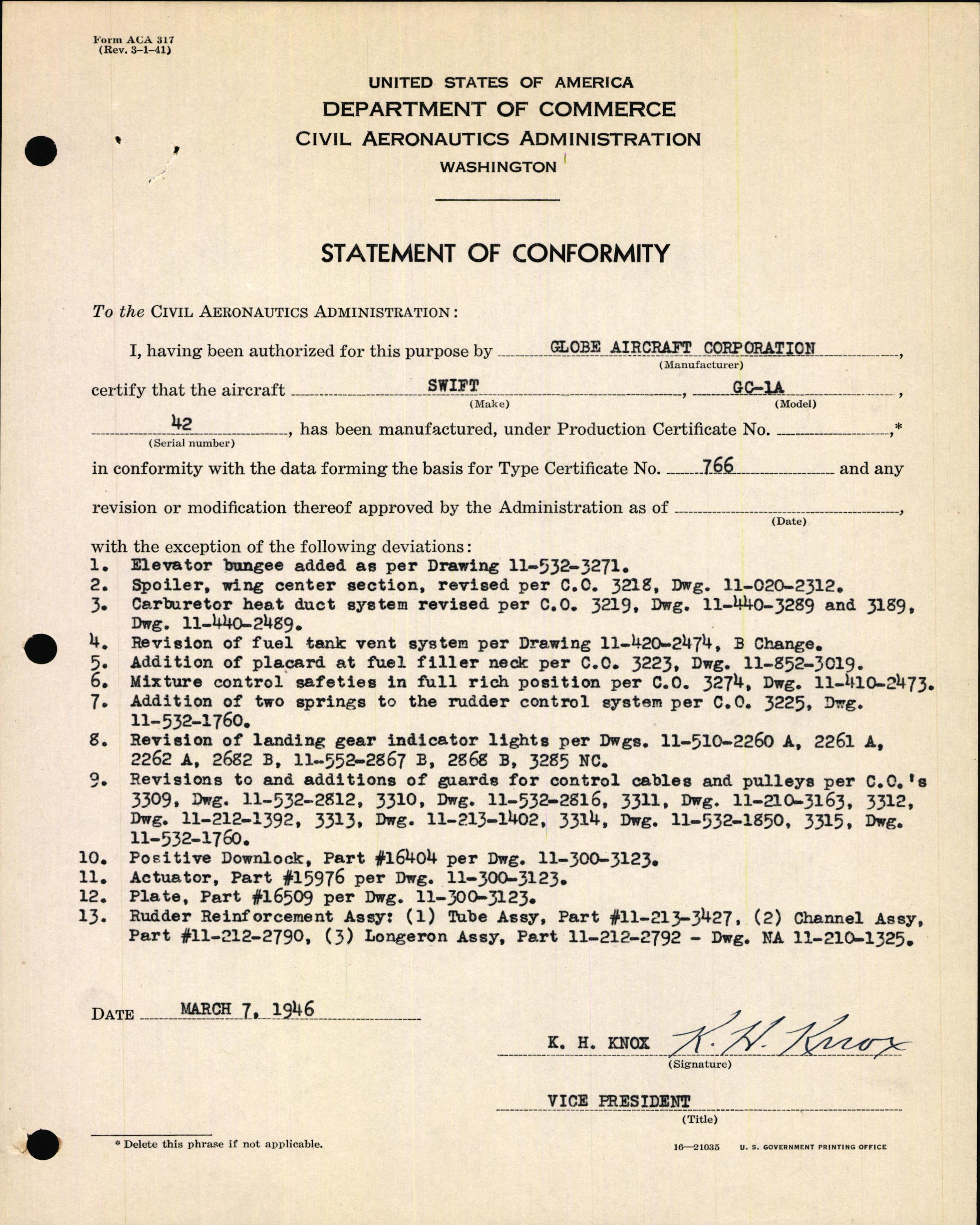 Sample page 5 from AirCorps Library document: Technical Information for Serial Number 42