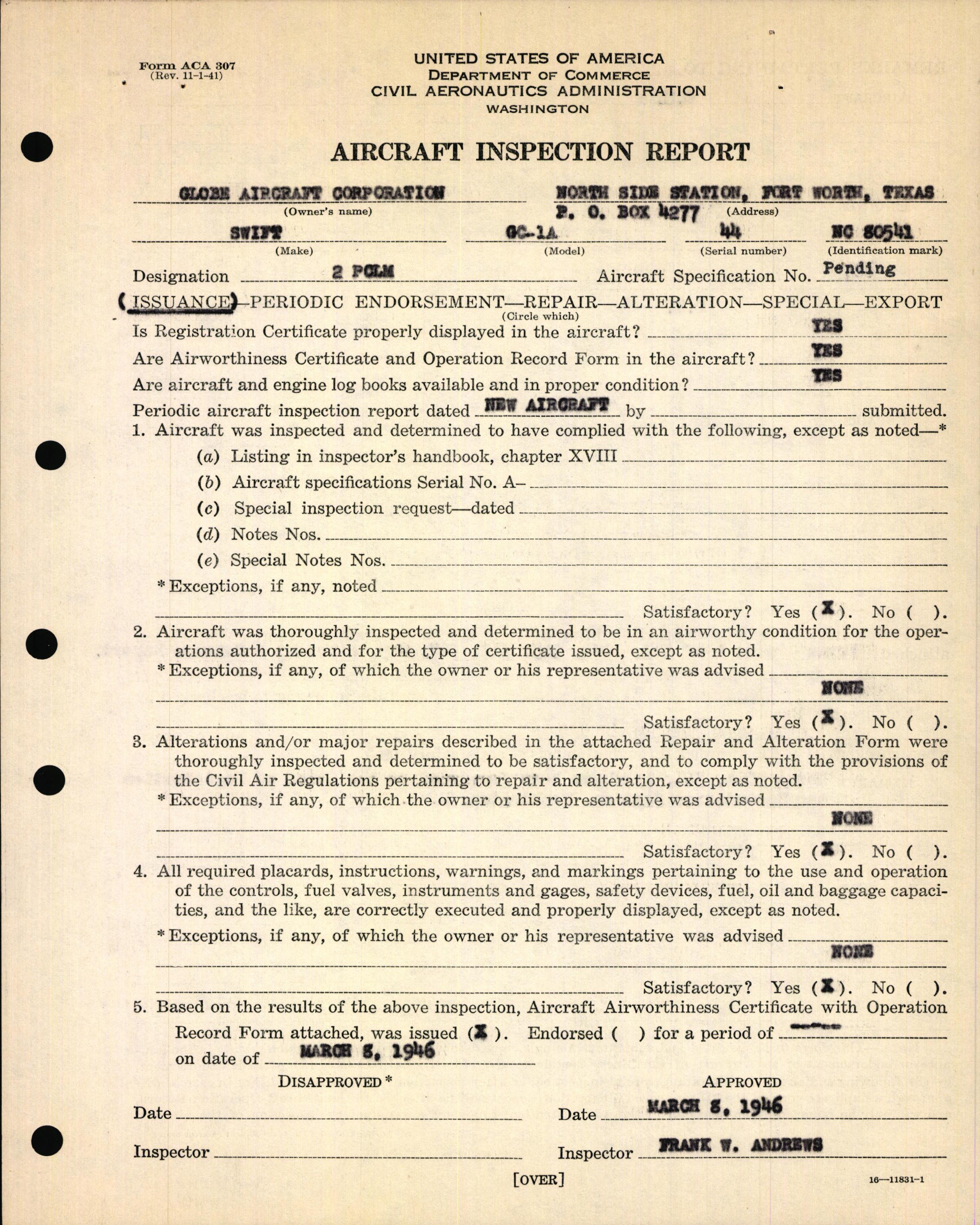 Sample page 5 from AirCorps Library document: Technical Information for Serial Number 44