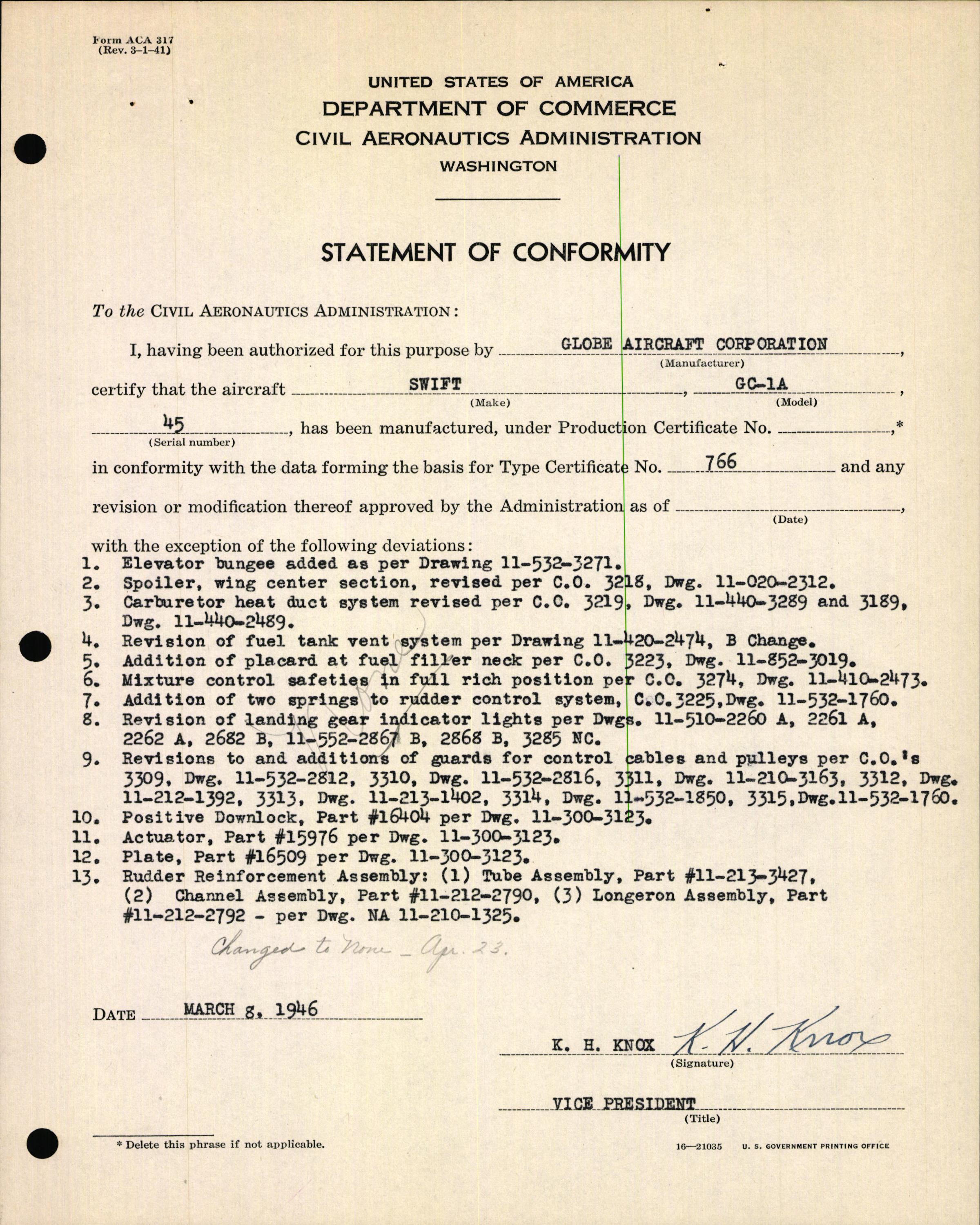 Sample page 5 from AirCorps Library document: Technical Information for Serial Number 45