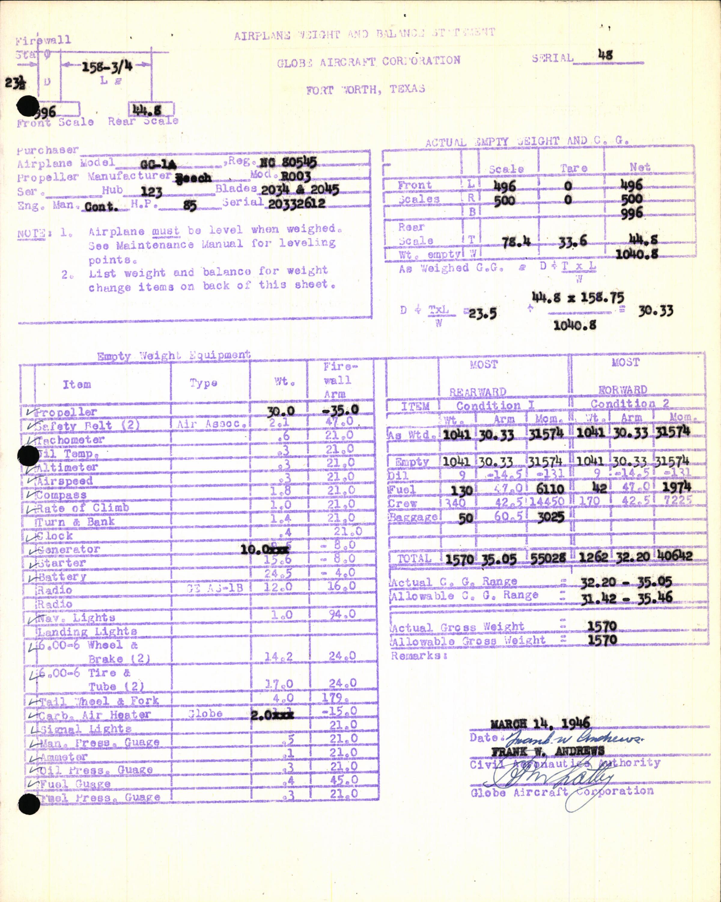 Sample page 7 from AirCorps Library document: Technical Information for Serial Number 48