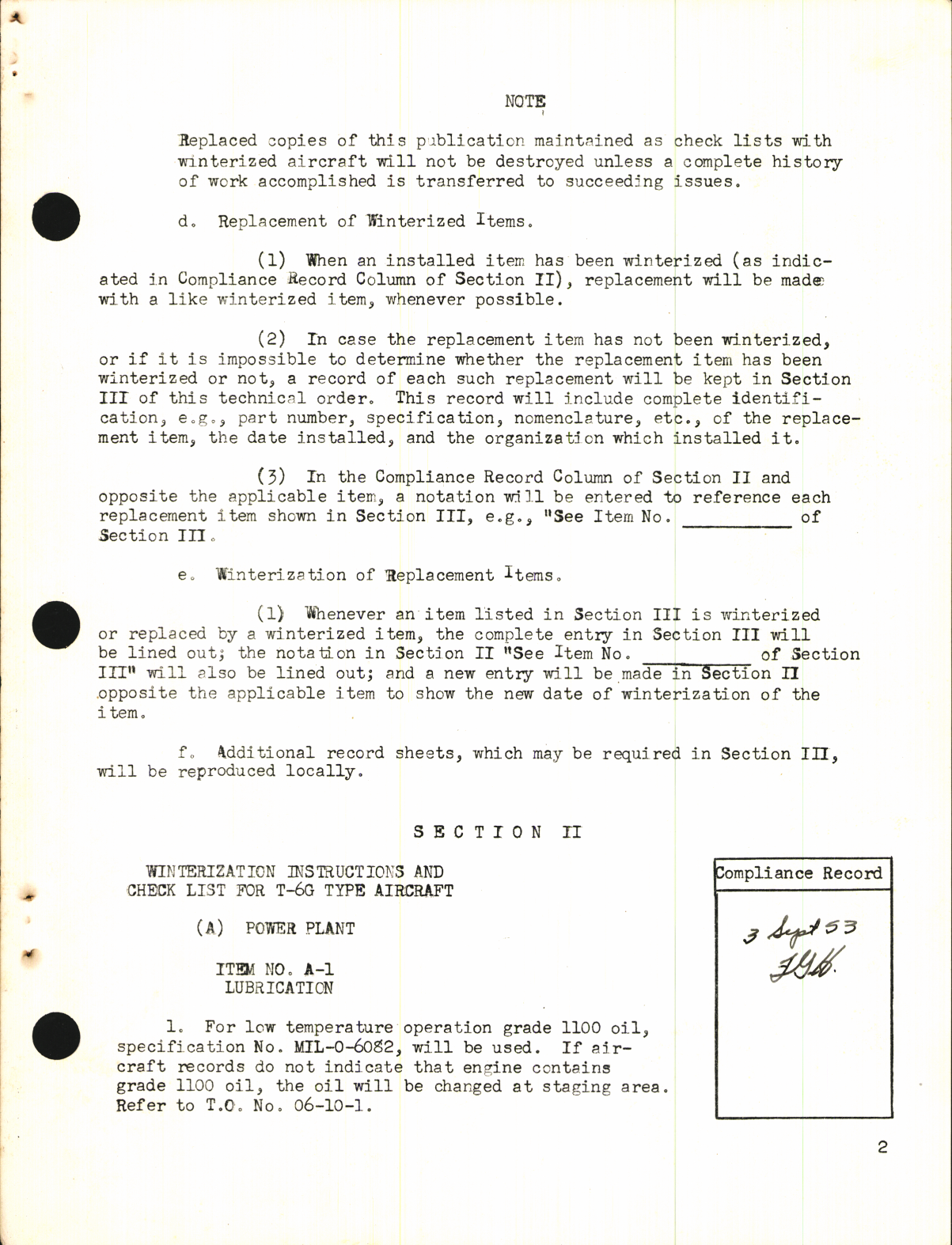 Sample page 5 from AirCorps Library document: Winterization Instructions and Check List for T-6G