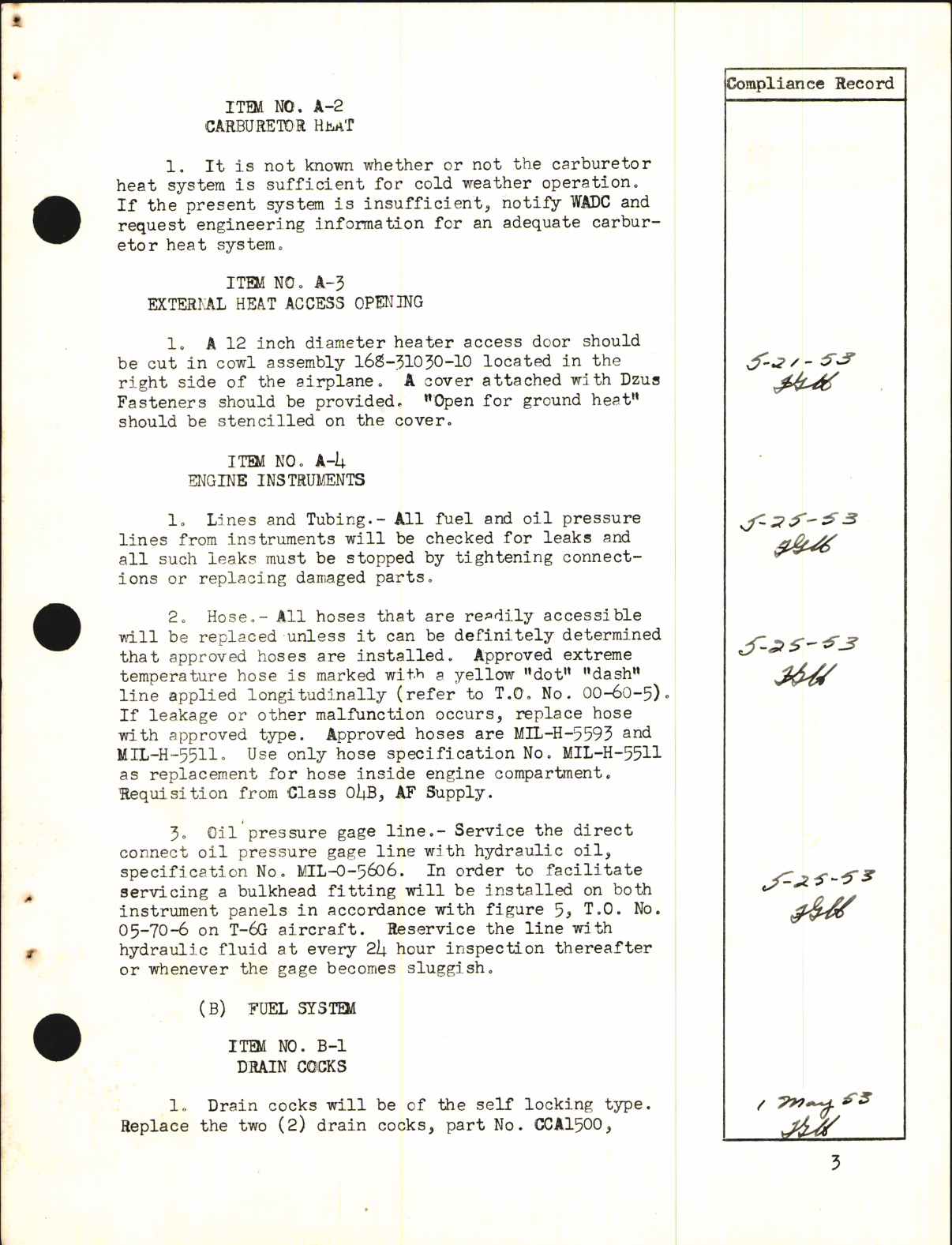 Sample page 7 from AirCorps Library document: Winterization Instructions and Check List for T-6G