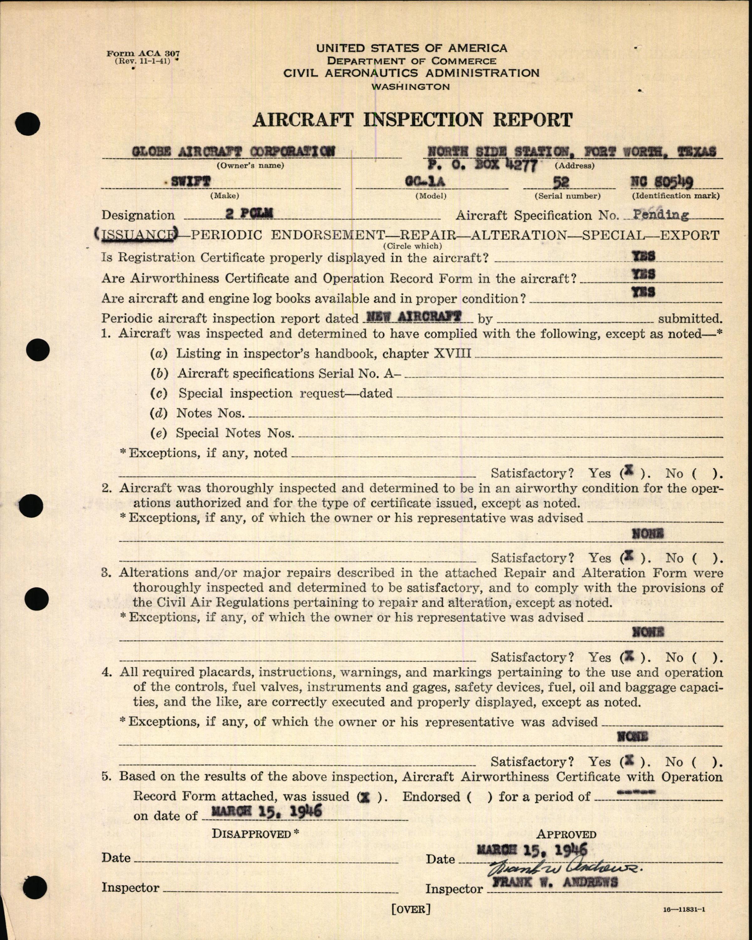 Sample page 5 from AirCorps Library document: Technical Information for Serial Number 52