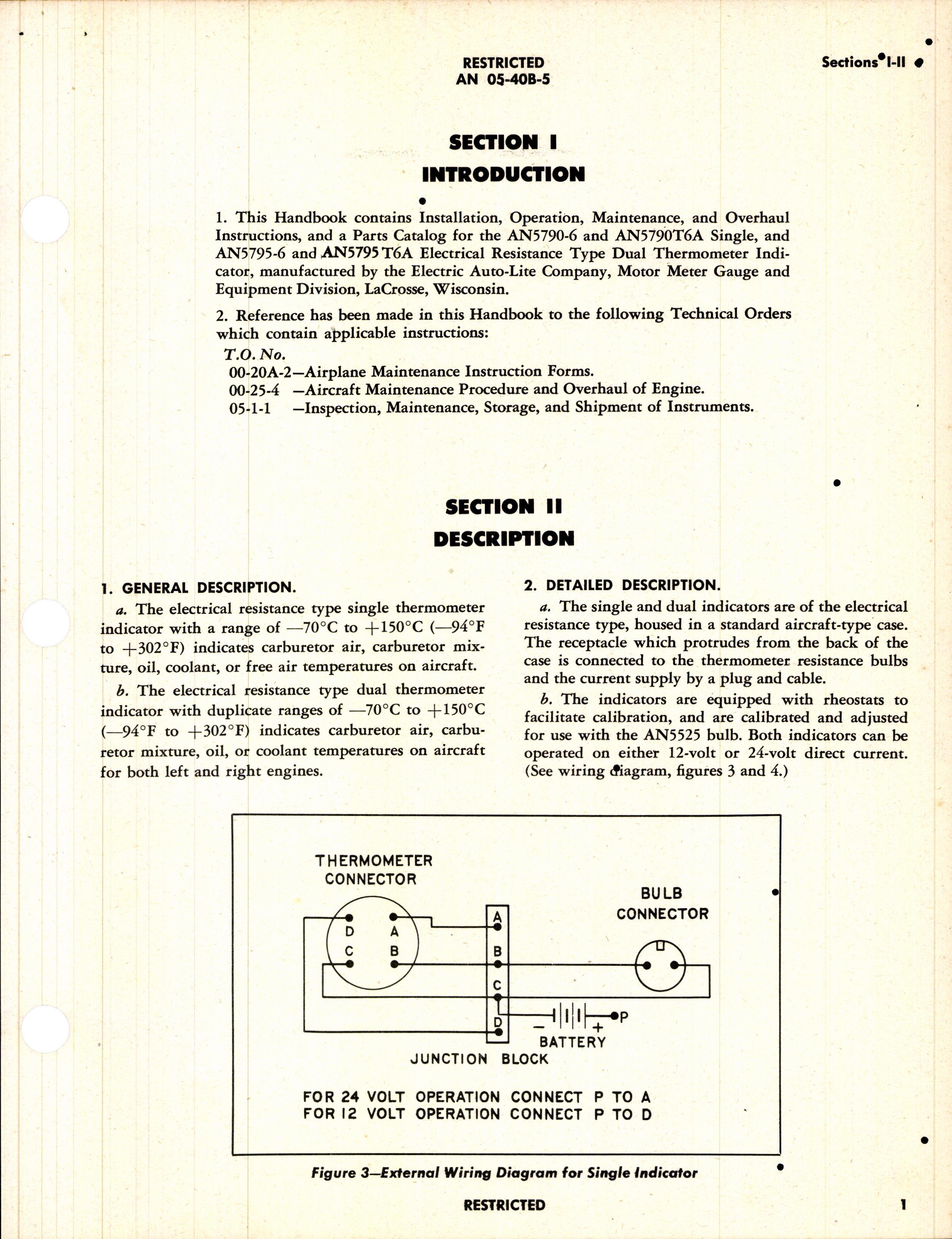 Sample page 5 from AirCorps Library document: Operation, Service, & Overhaul Instructions with Parts Catalog for Thermometer Indicators