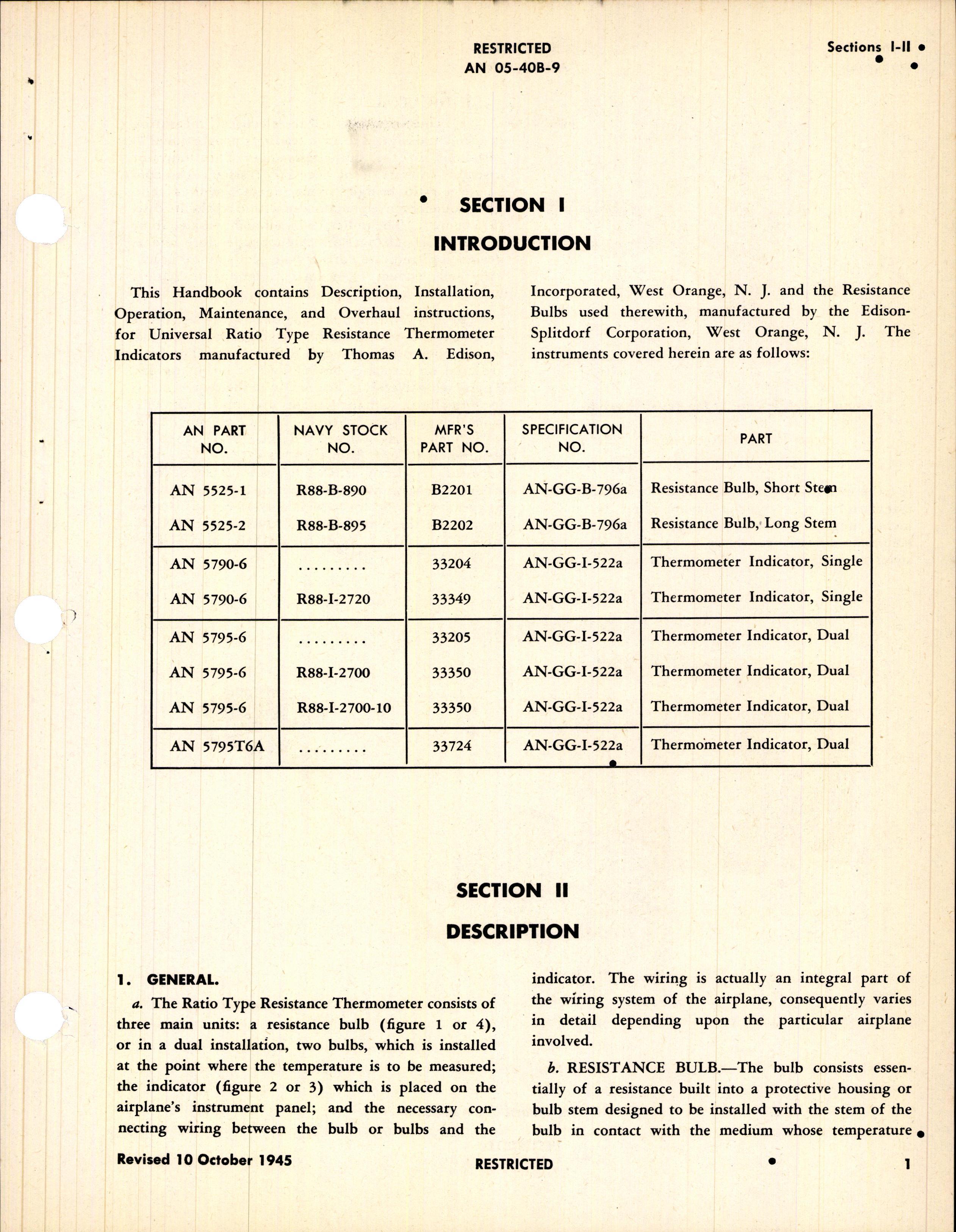 Sample page 7 from AirCorps Library document: Operation, Service, & Overhaul Instructions with Parts Catalog for Thermometer Indicators