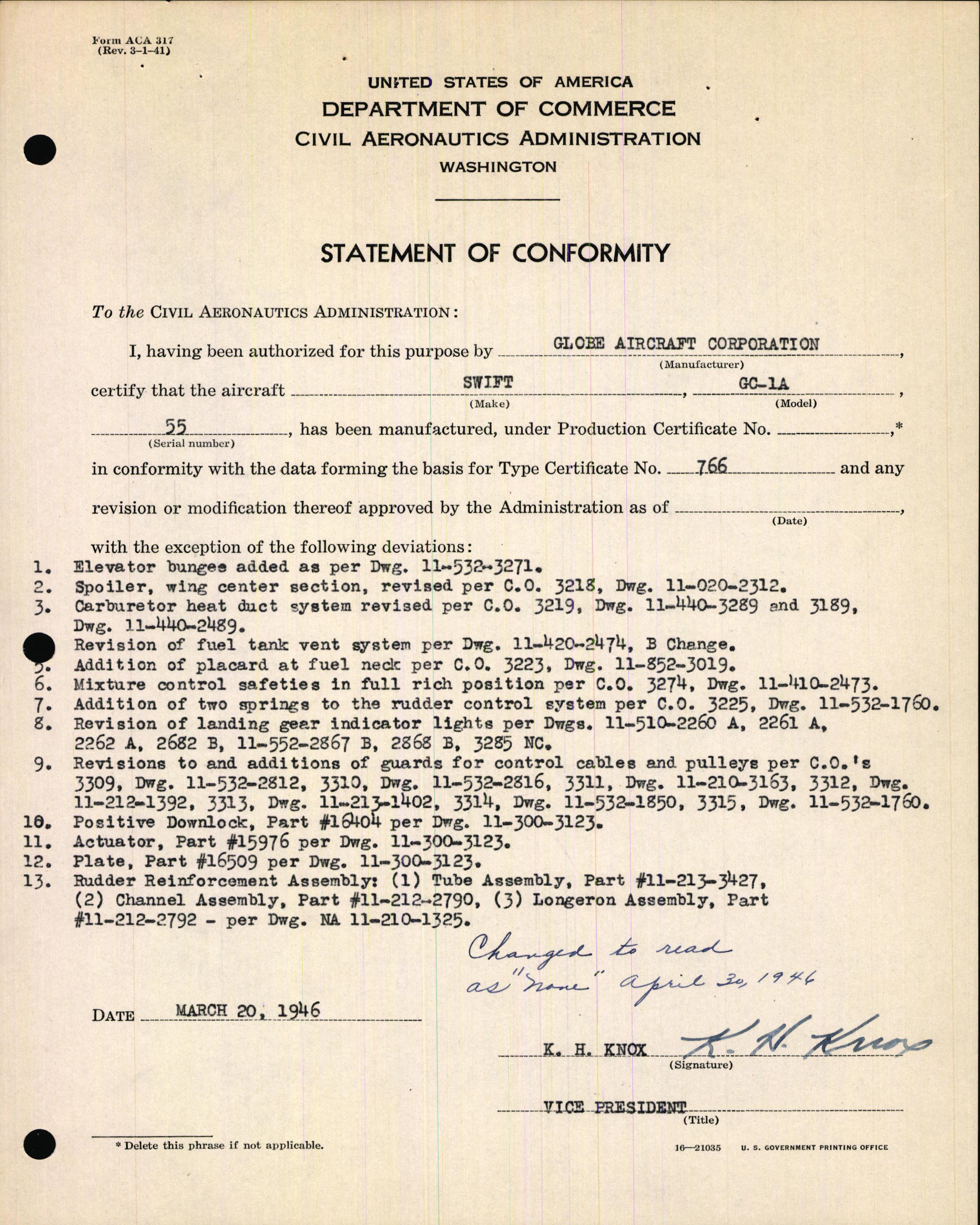 Sample page 5 from AirCorps Library document: Technical Information for Serial Number 55