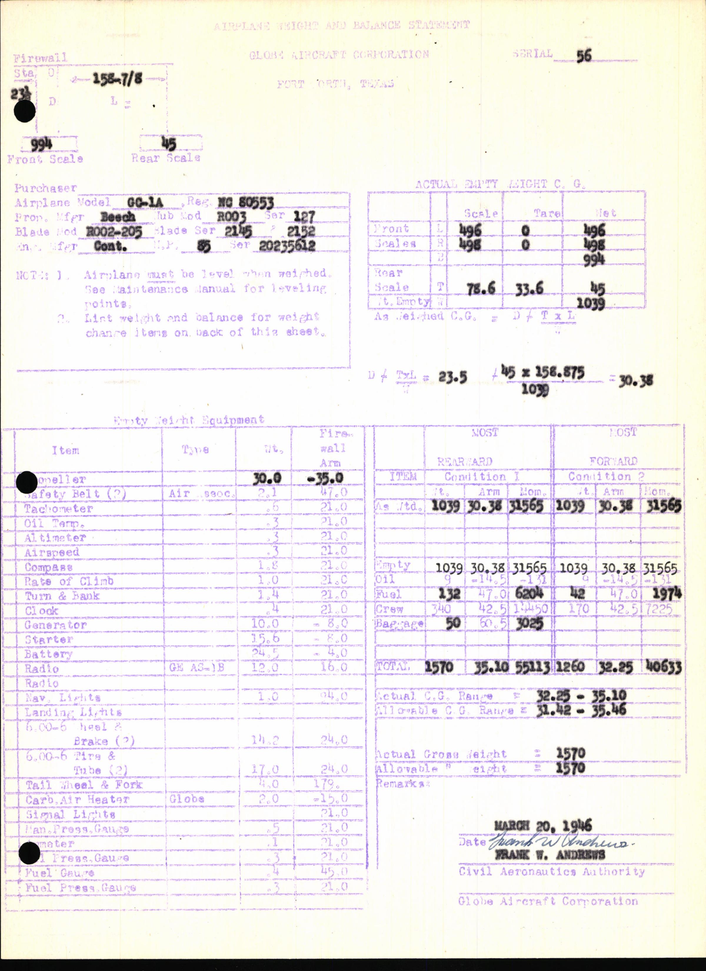 Sample page 7 from AirCorps Library document: Technical Information for Serial Number 56