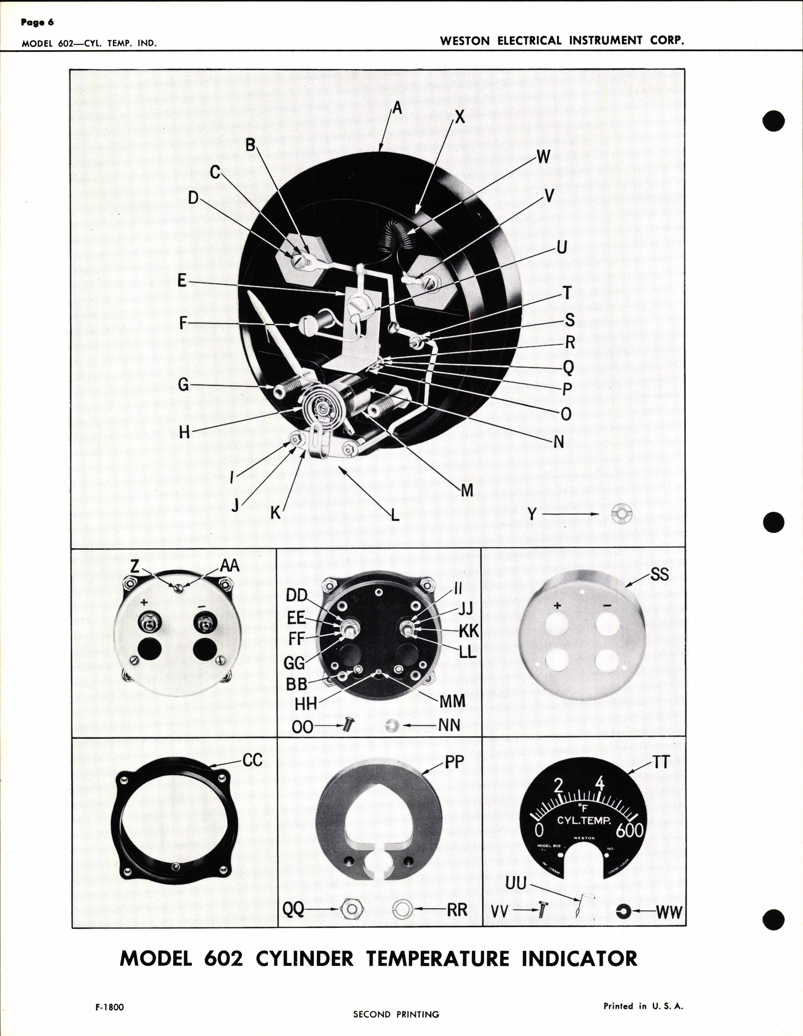 Sample page 6 from AirCorps Library document: Service Instructions for Model 602 Cylinder Temperature Indicators
