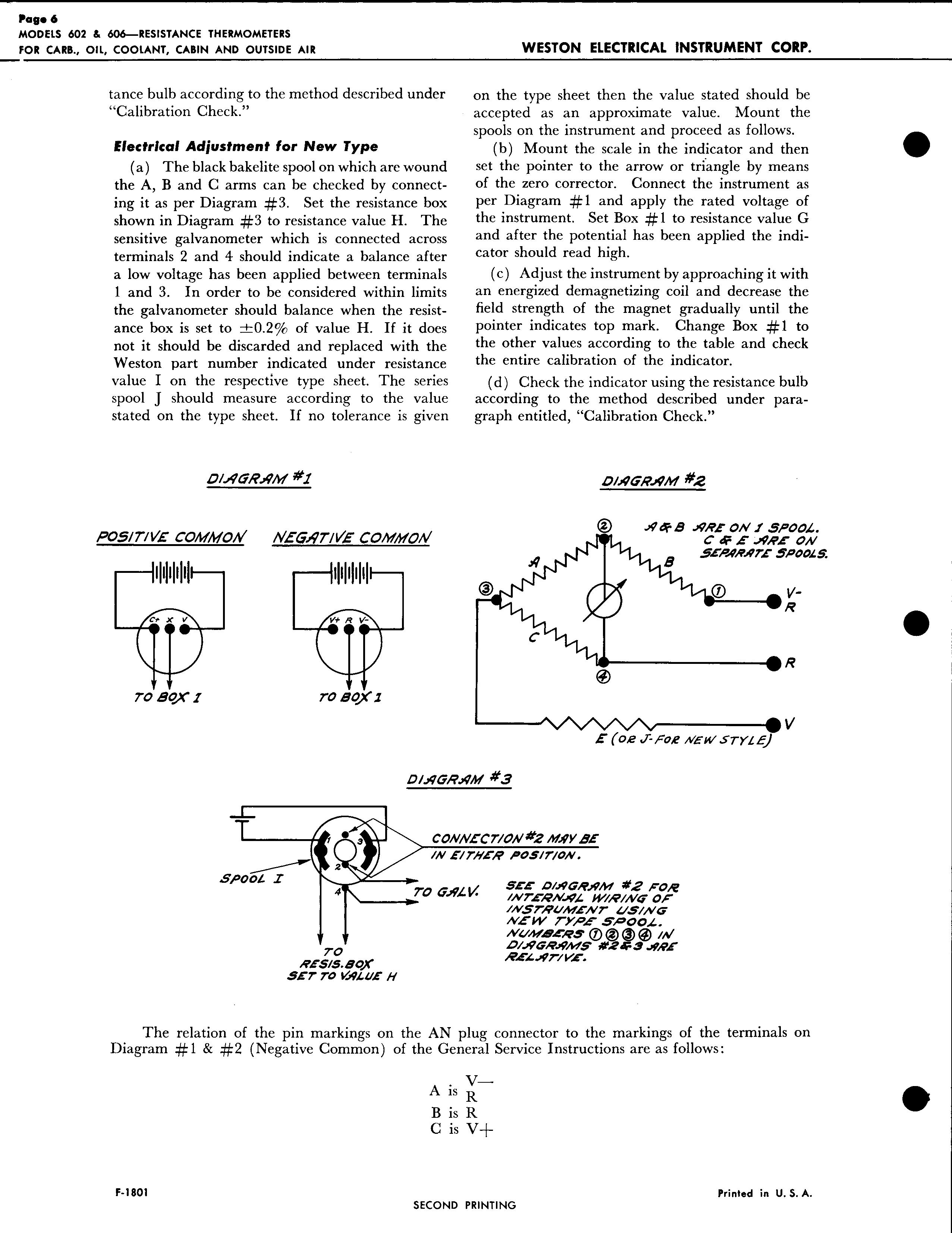 Sample page 6 from AirCorps Library document: Service Instructions for Models 602 & 606 Resistance Thermometers
