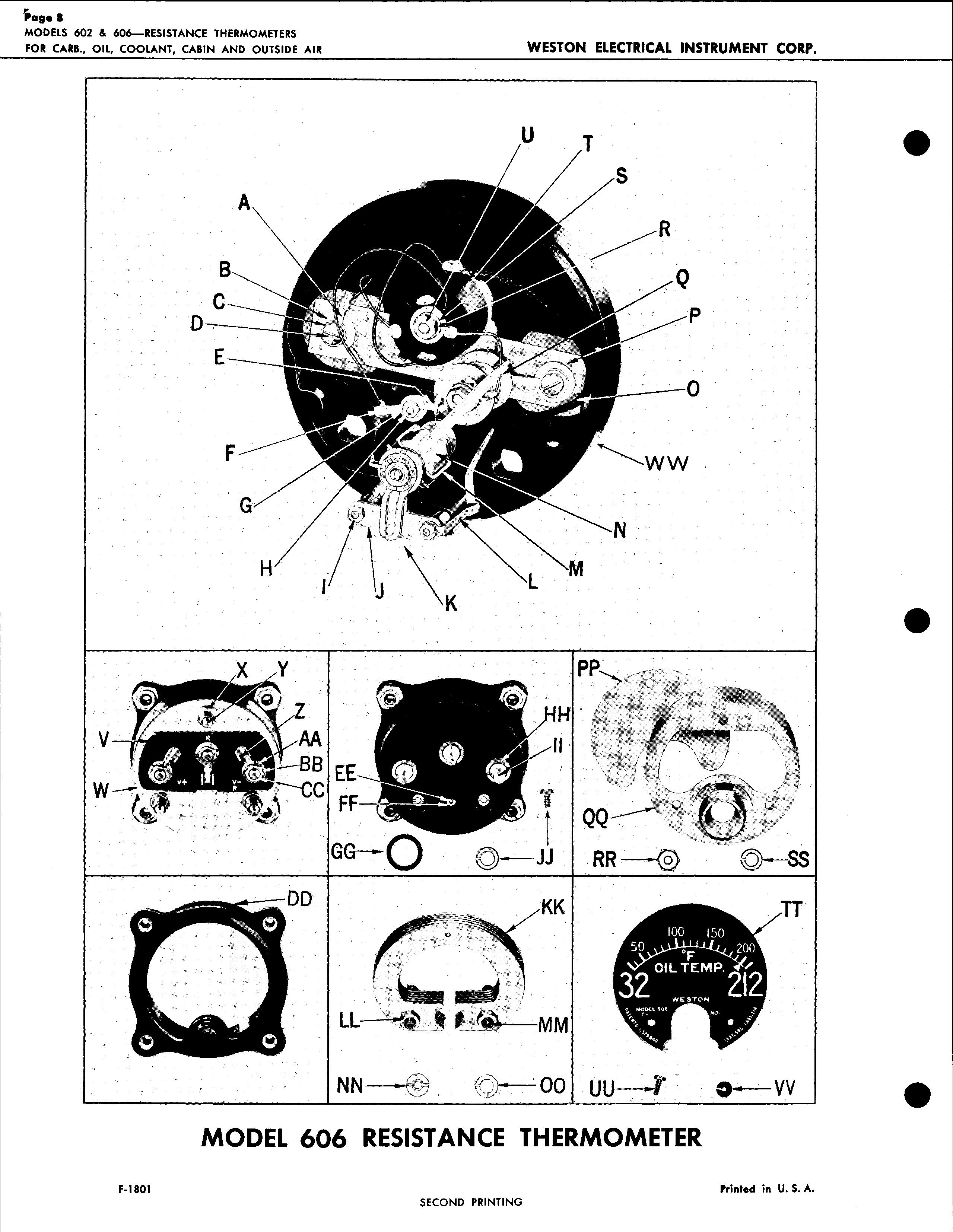 Sample page 8 from AirCorps Library document: Service Instructions for Models 602 & 606 Resistance Thermometers