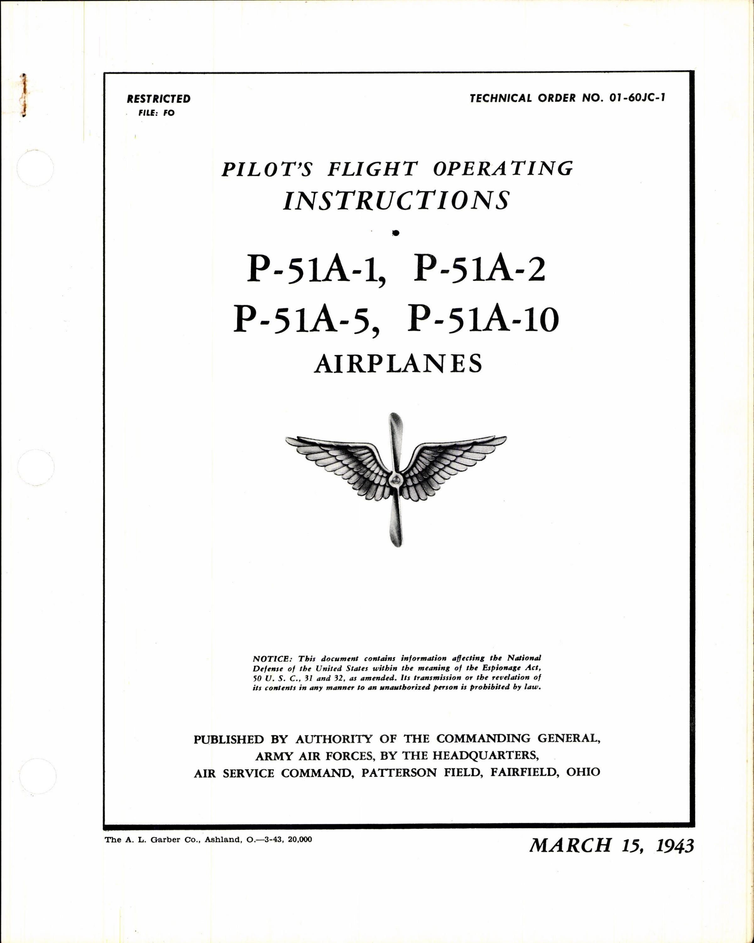 Sample page 1 from AirCorps Library document: Pilot's Flight Instructions for the P-51