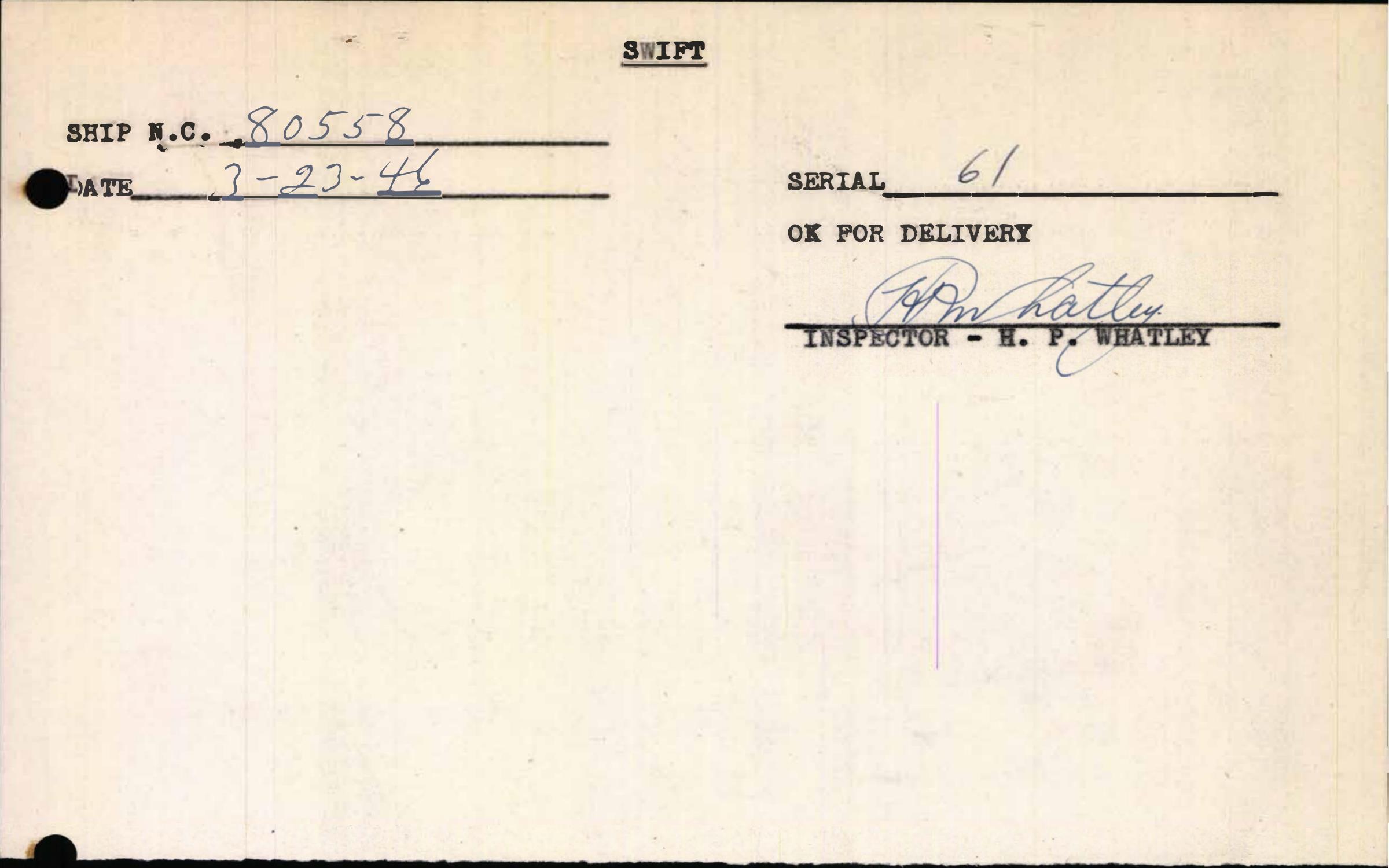 Sample page 3 from AirCorps Library document: Technical Information for Serial Number 61