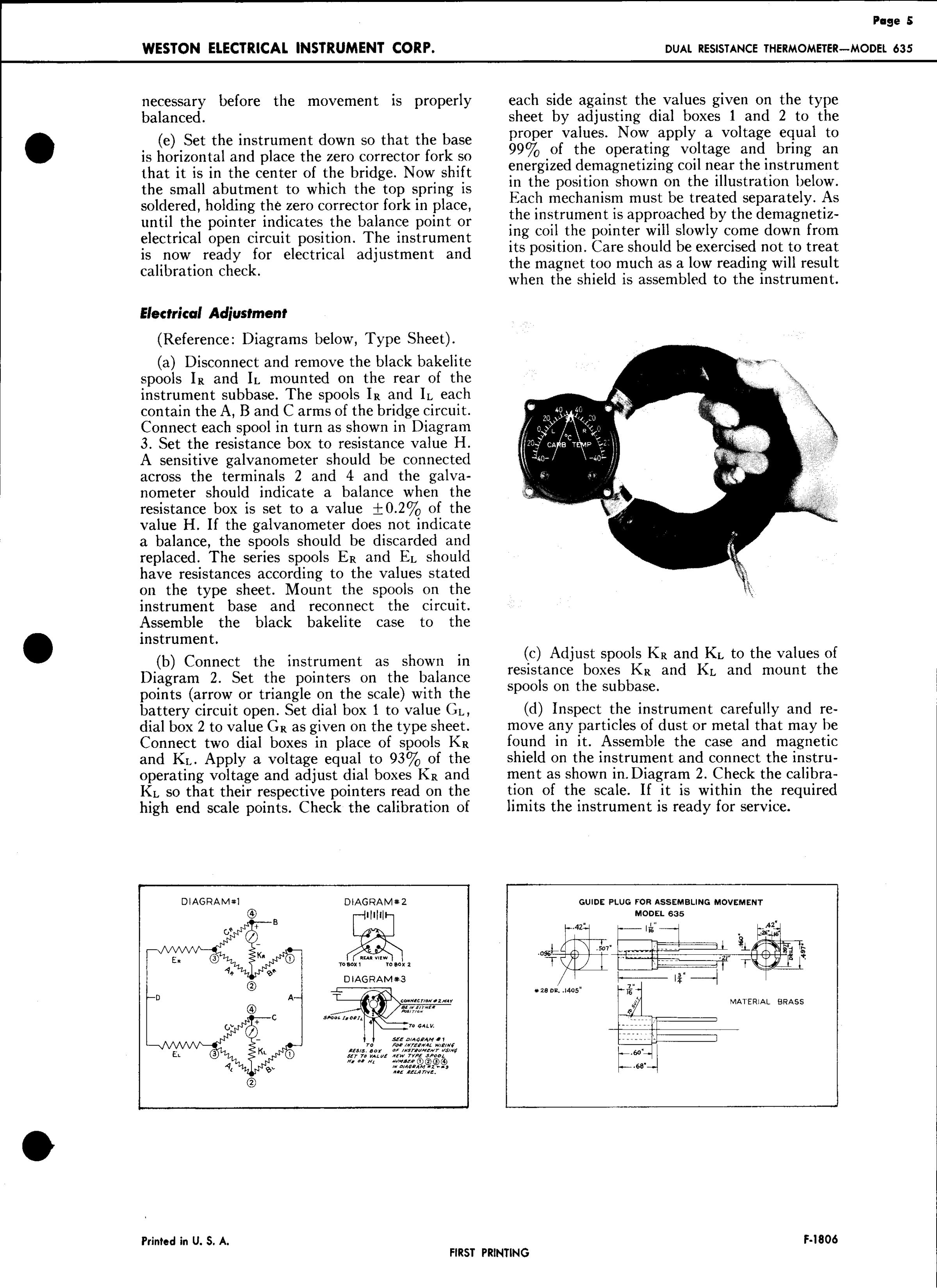 Sample page 5 from AirCorps Library document: Service Instructions for Model 35 Dual Resistance Thermometer