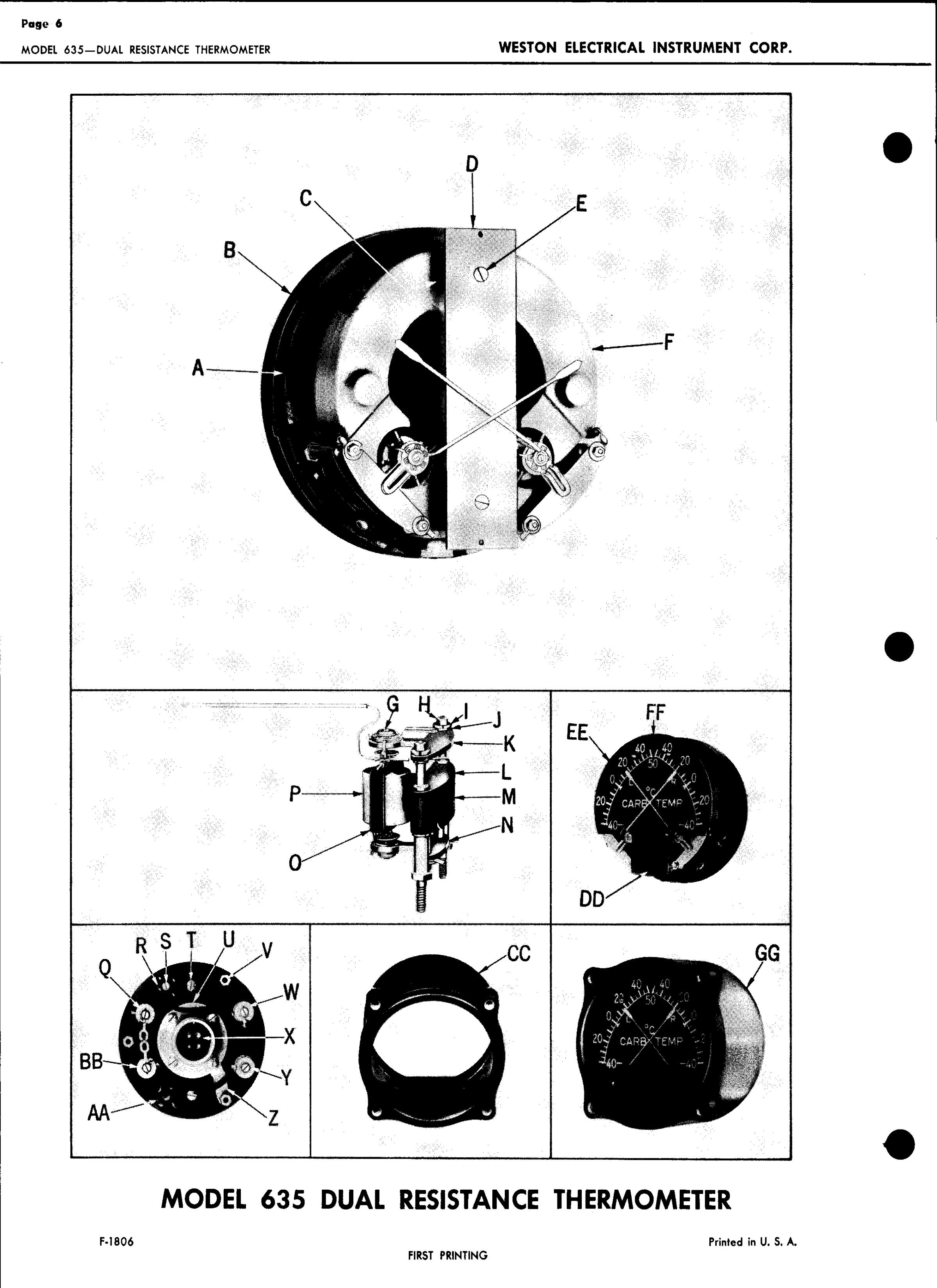Sample page 6 from AirCorps Library document: Service Instructions for Model 35 Dual Resistance Thermometer
