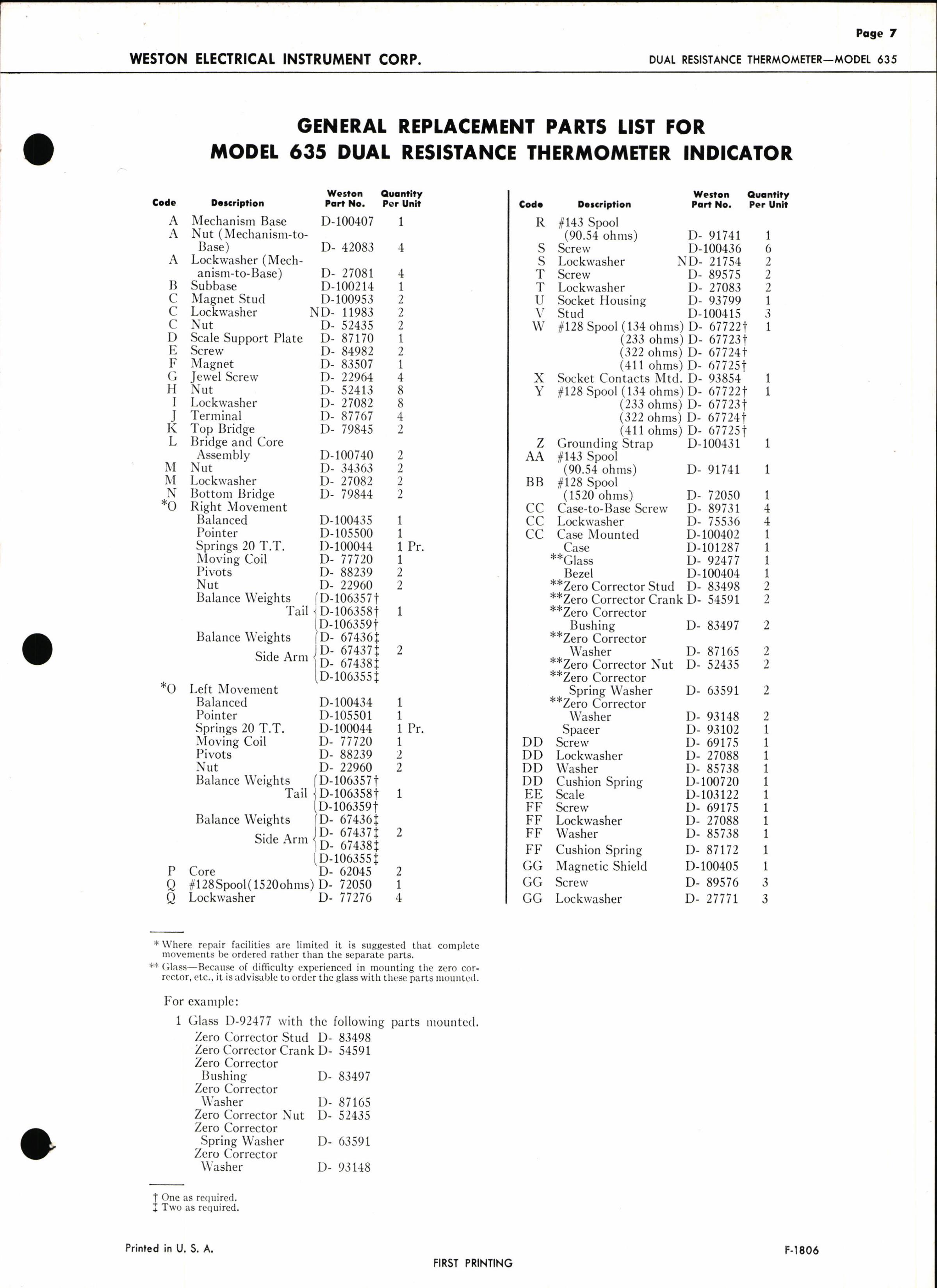 Sample page 7 from AirCorps Library document: Service Instructions for Model 35 Dual Resistance Thermometer