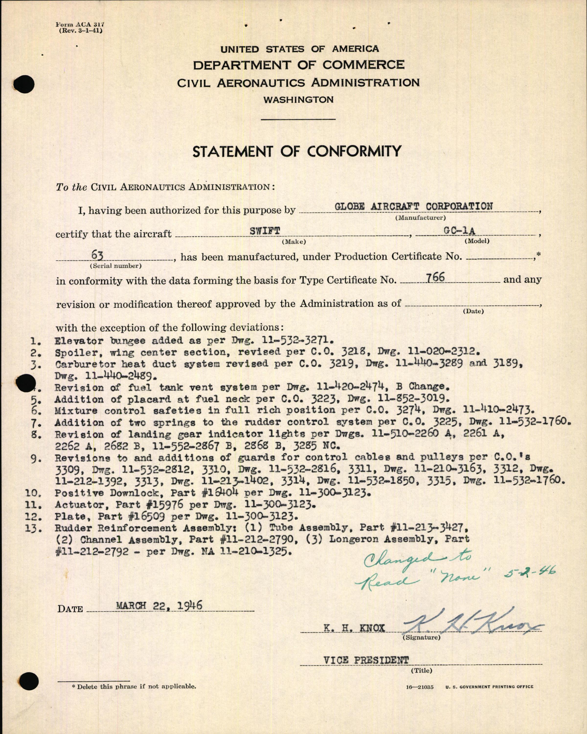 Sample page 5 from AirCorps Library document: Technical Information for Serial Number 63
