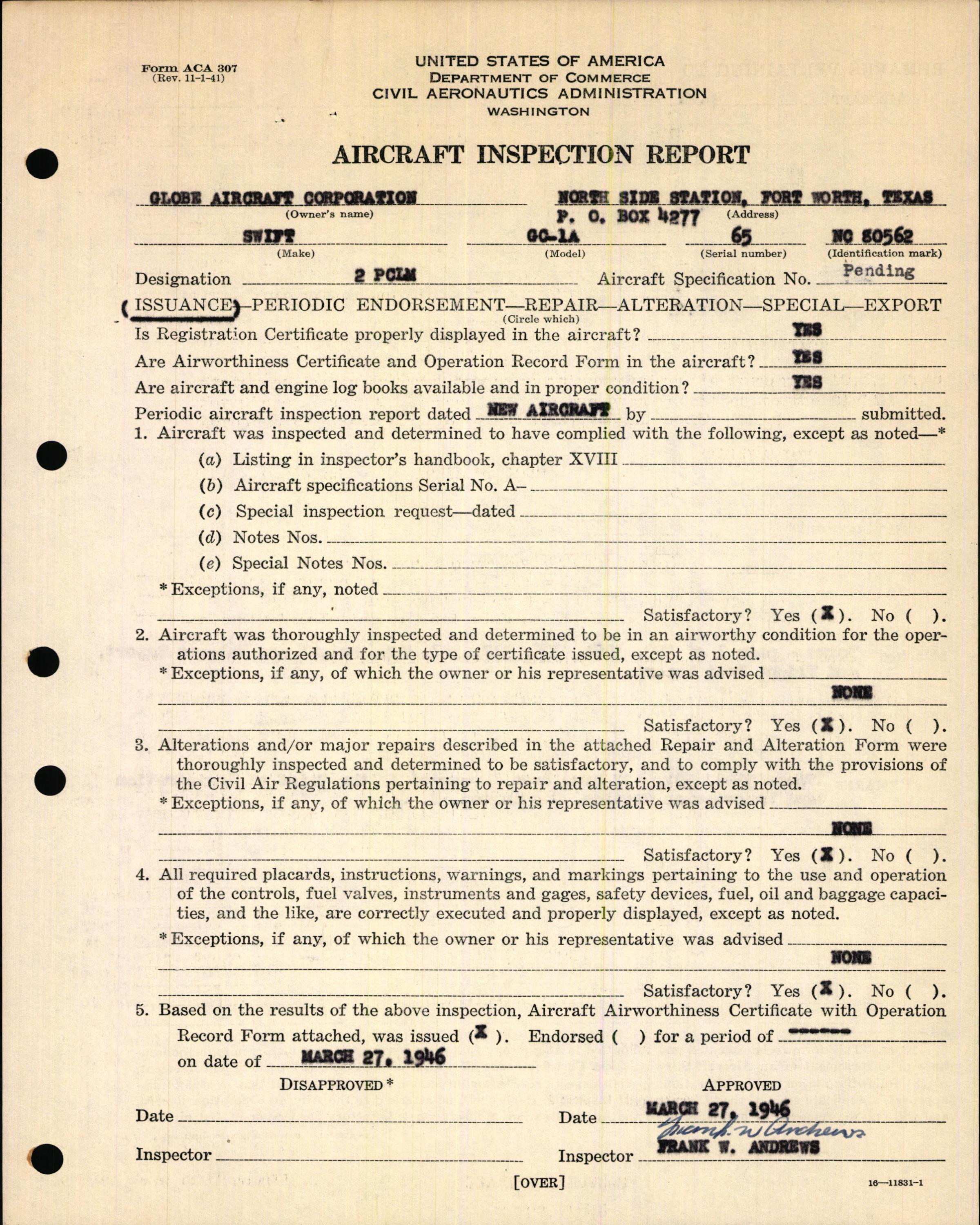 Sample page 5 from AirCorps Library document: Technical Information for Serial Number 65