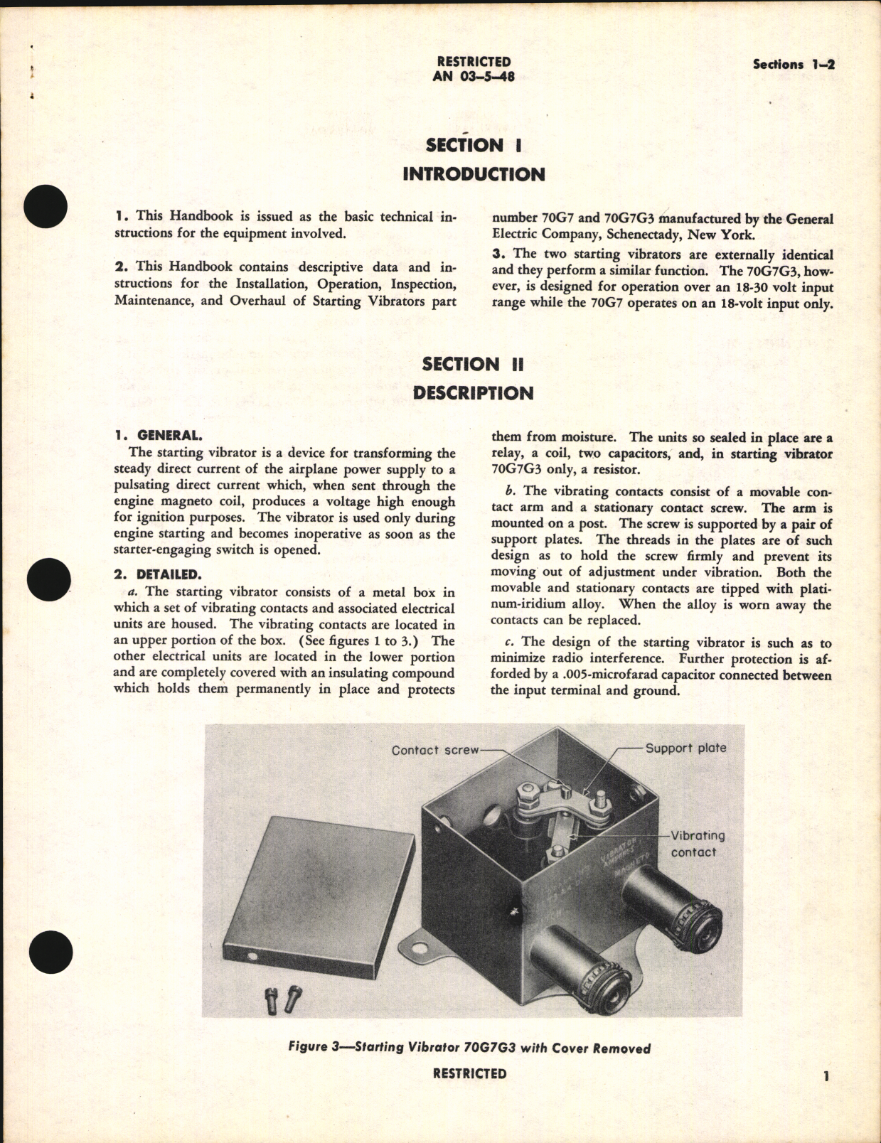 Sample page 5 from AirCorps Library document: Handbook of Instructions with Parts Catalog for Starting Vibrators 70G7 and 70G7G3