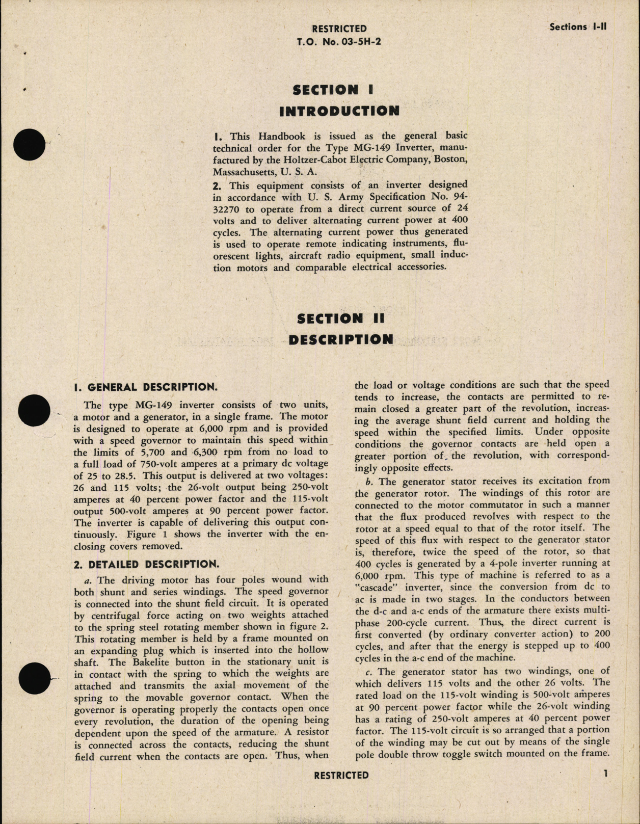 Sample page 5 from AirCorps Library document: Handbook of Instructions with Parts Catalog for Inverter Type MG-149