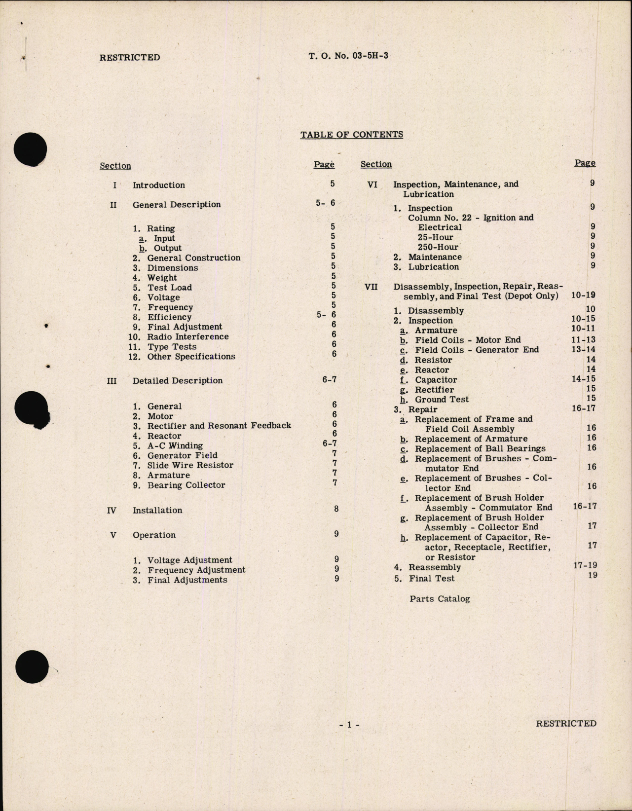 Sample page 5 from AirCorps Library document: Handbook of Instructions with Parts Catalog for Inverter Type MG-153