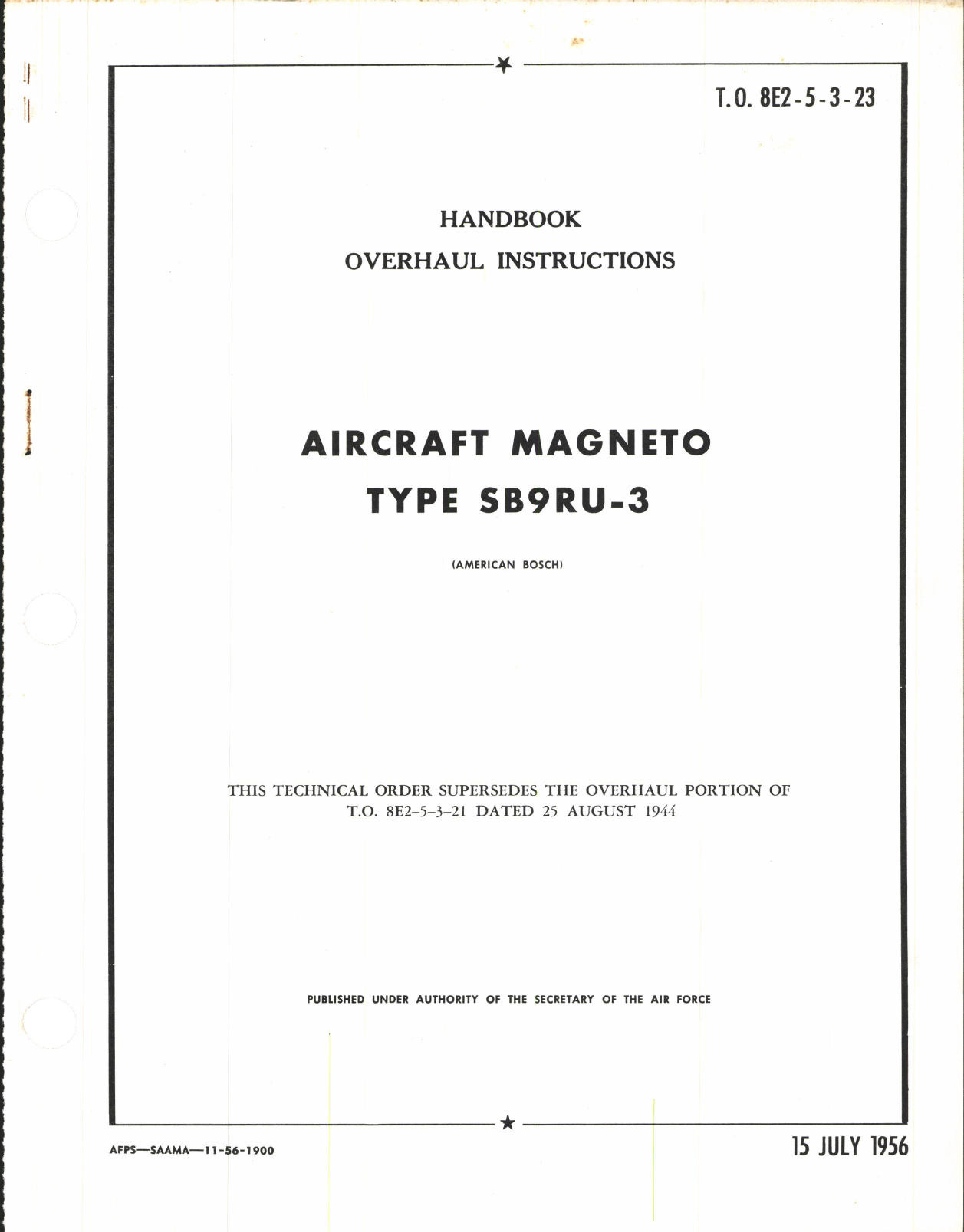 Sample page 1 from AirCorps Library document: Overhaul Instructions for Aircraft Magneto Type SB9RU-3