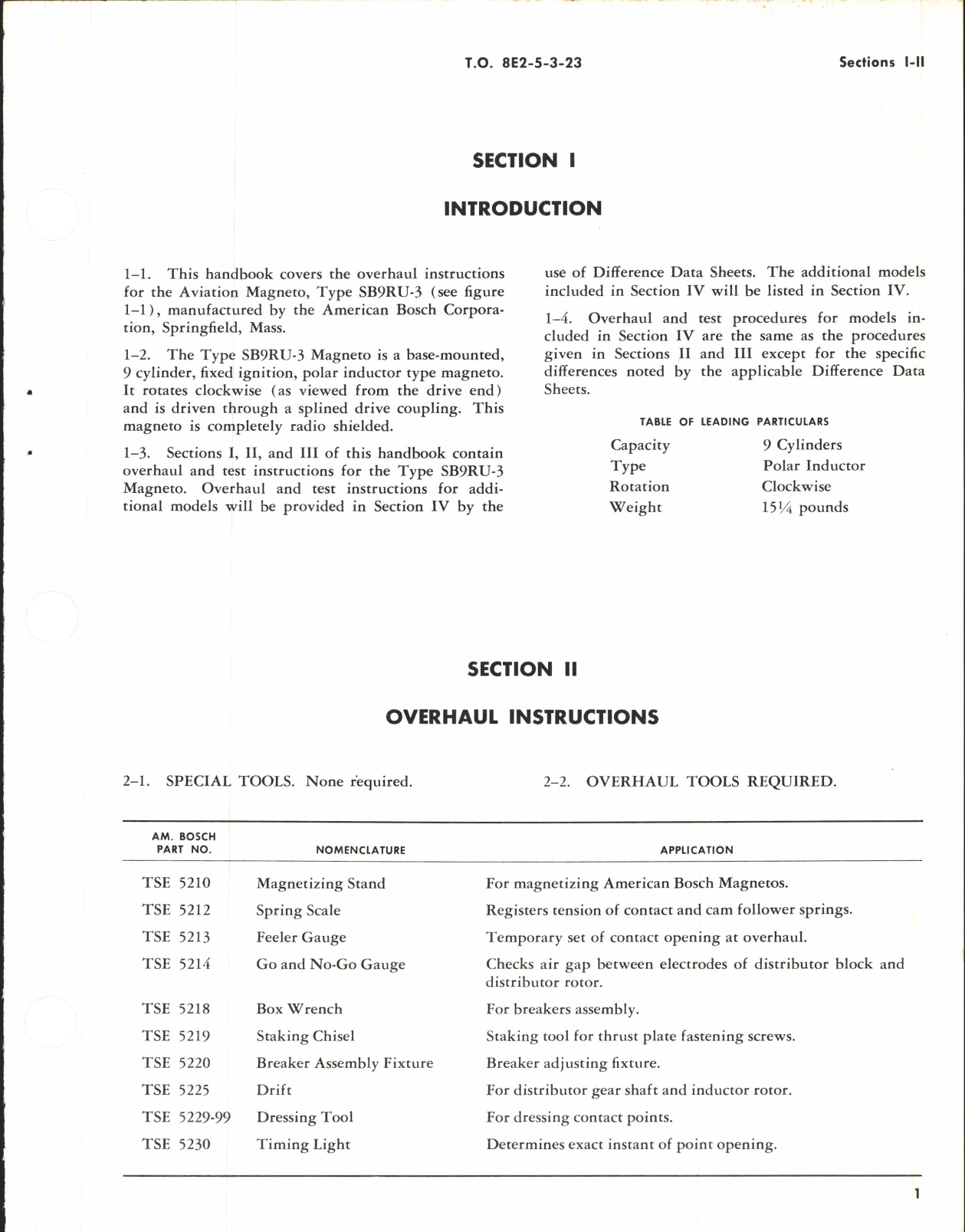 Sample page 5 from AirCorps Library document: Overhaul Instructions for Aircraft Magneto Type SB9RU-3