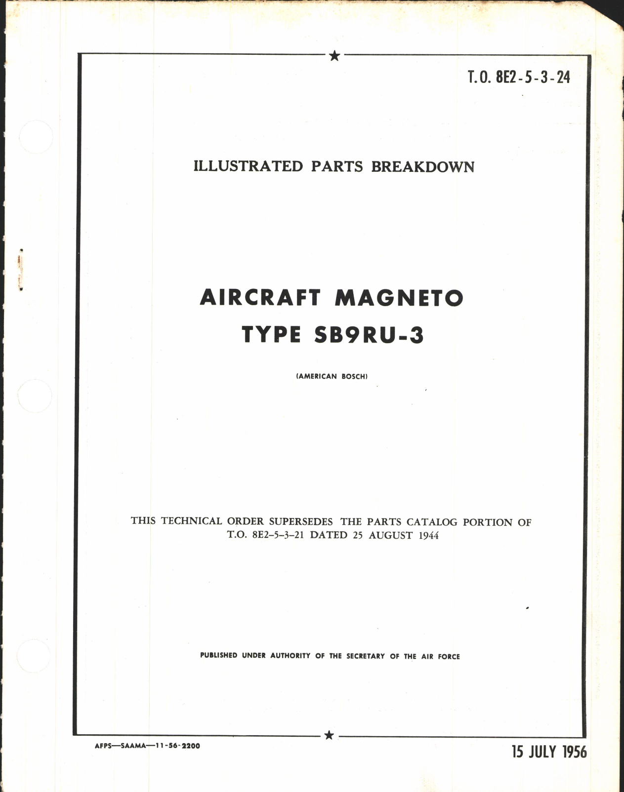 Sample page 1 from AirCorps Library document: Illustrated Parts Breakdown for Aircraft Magneto Type SB9RU-3